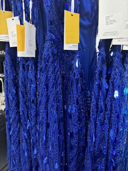 couture lee #3730 #floor-length evening gown featuring a plunging V-neckline