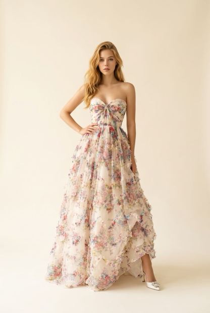 [Copy][Copy]couture lee #3741 #floor-length evening gown featuring a plunging V-neckline