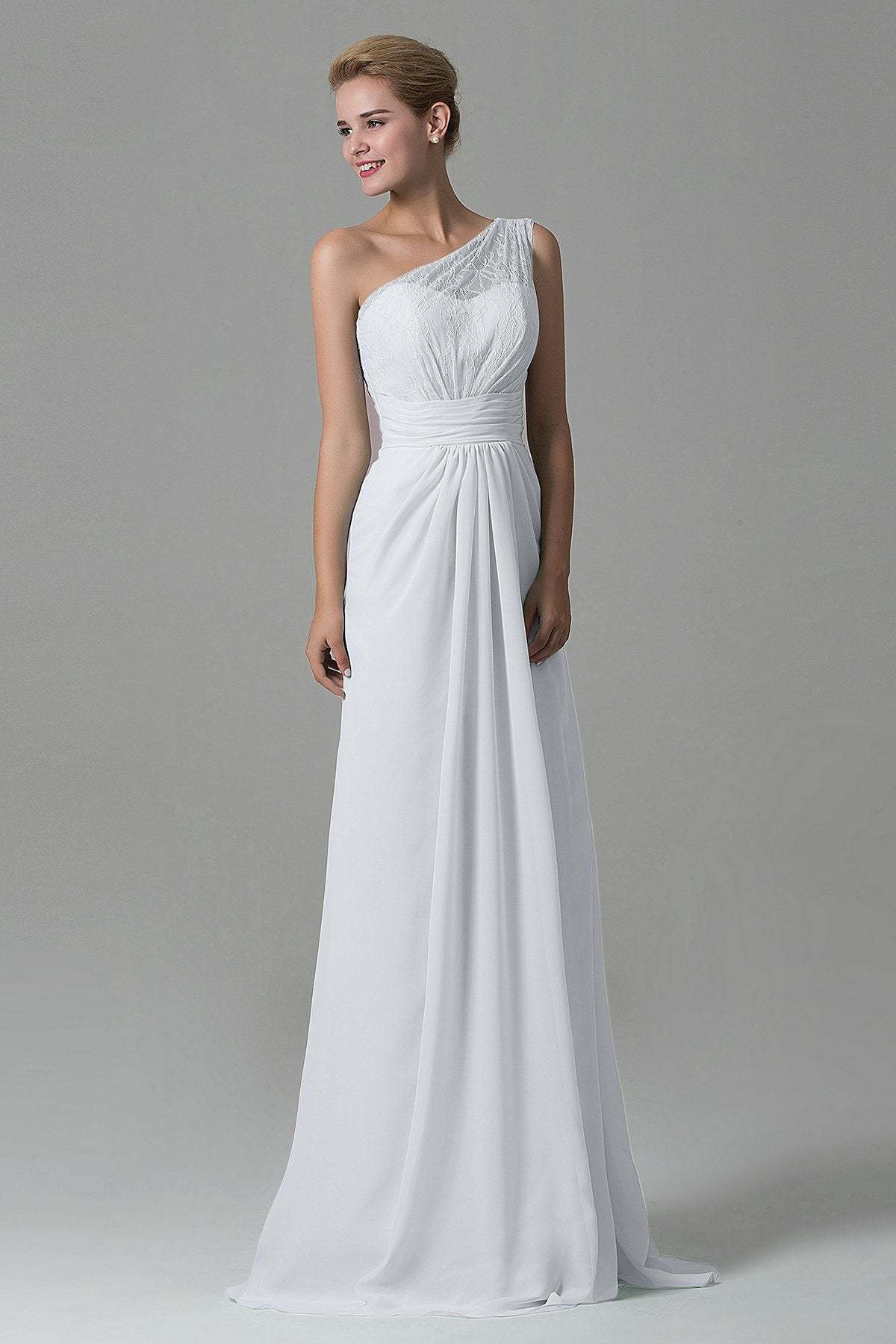 Sheath Sweep Train Lace/Chiffon Bridesmaid Dress COZK16004