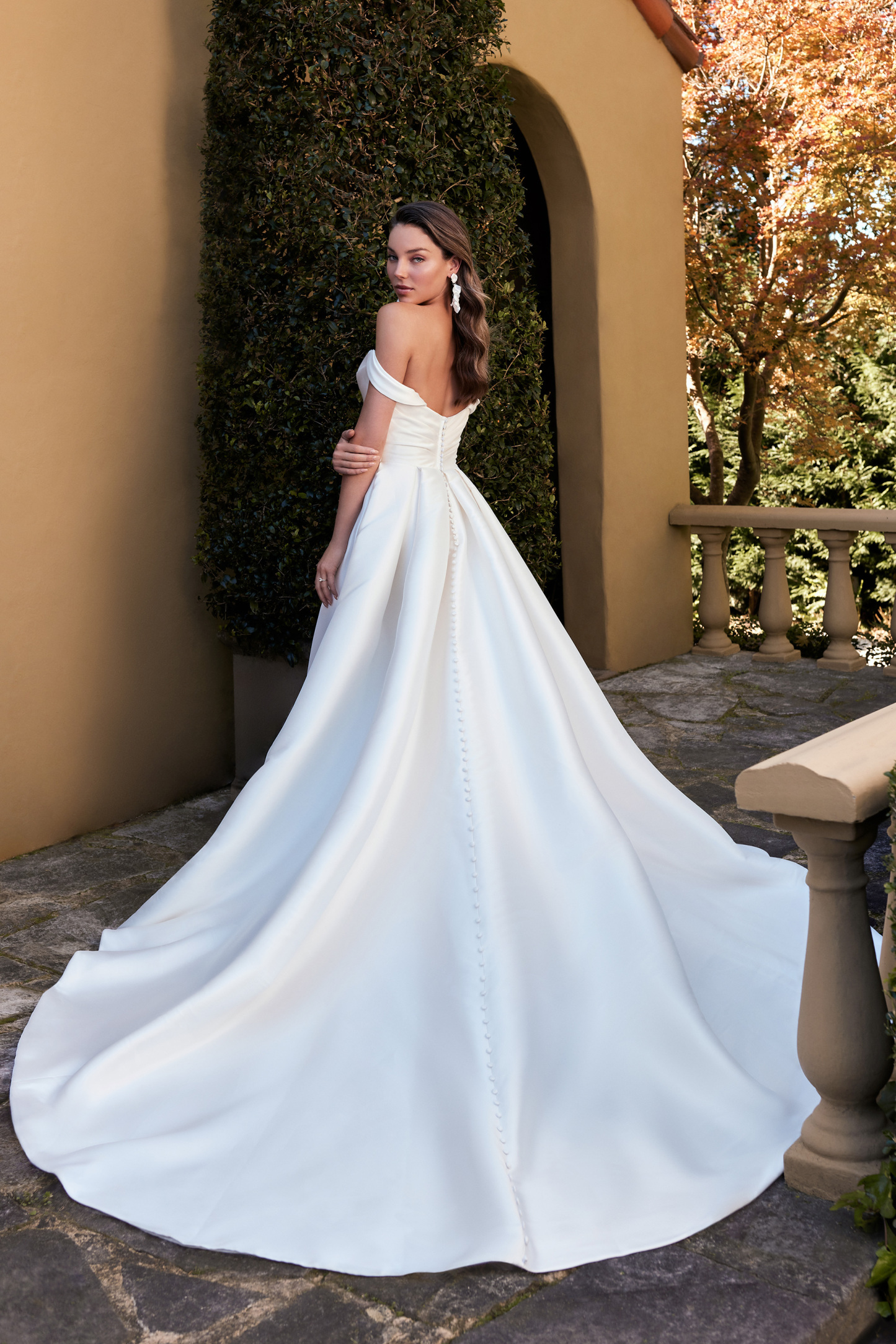 Pearl Mikado Ball Gown With Sexy Skirt Slit ANSEL | STYLE Y3108