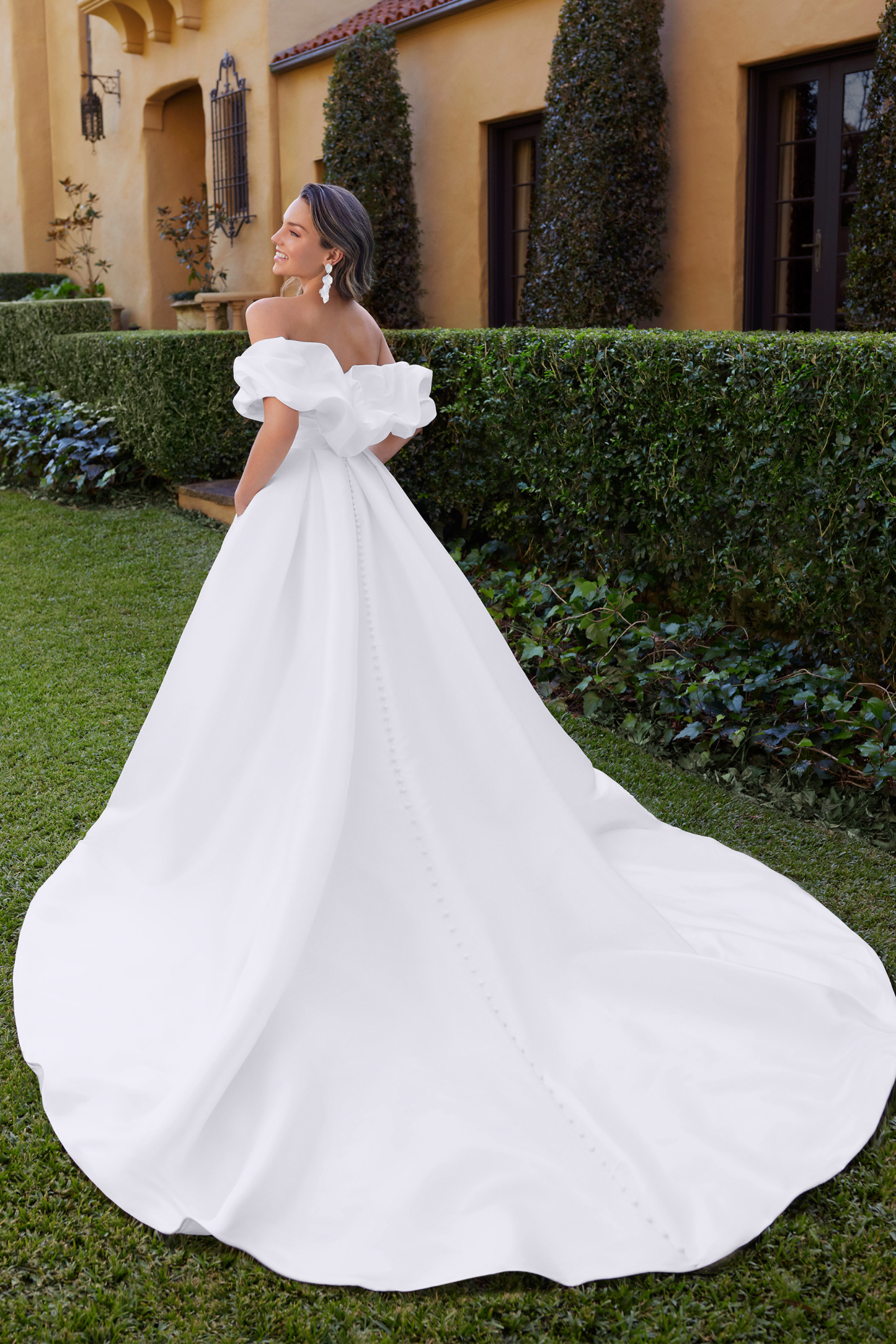 Pearl Mikado Ball Gown With Sexy Skirt Slit ANSEL | STYLE Y3108