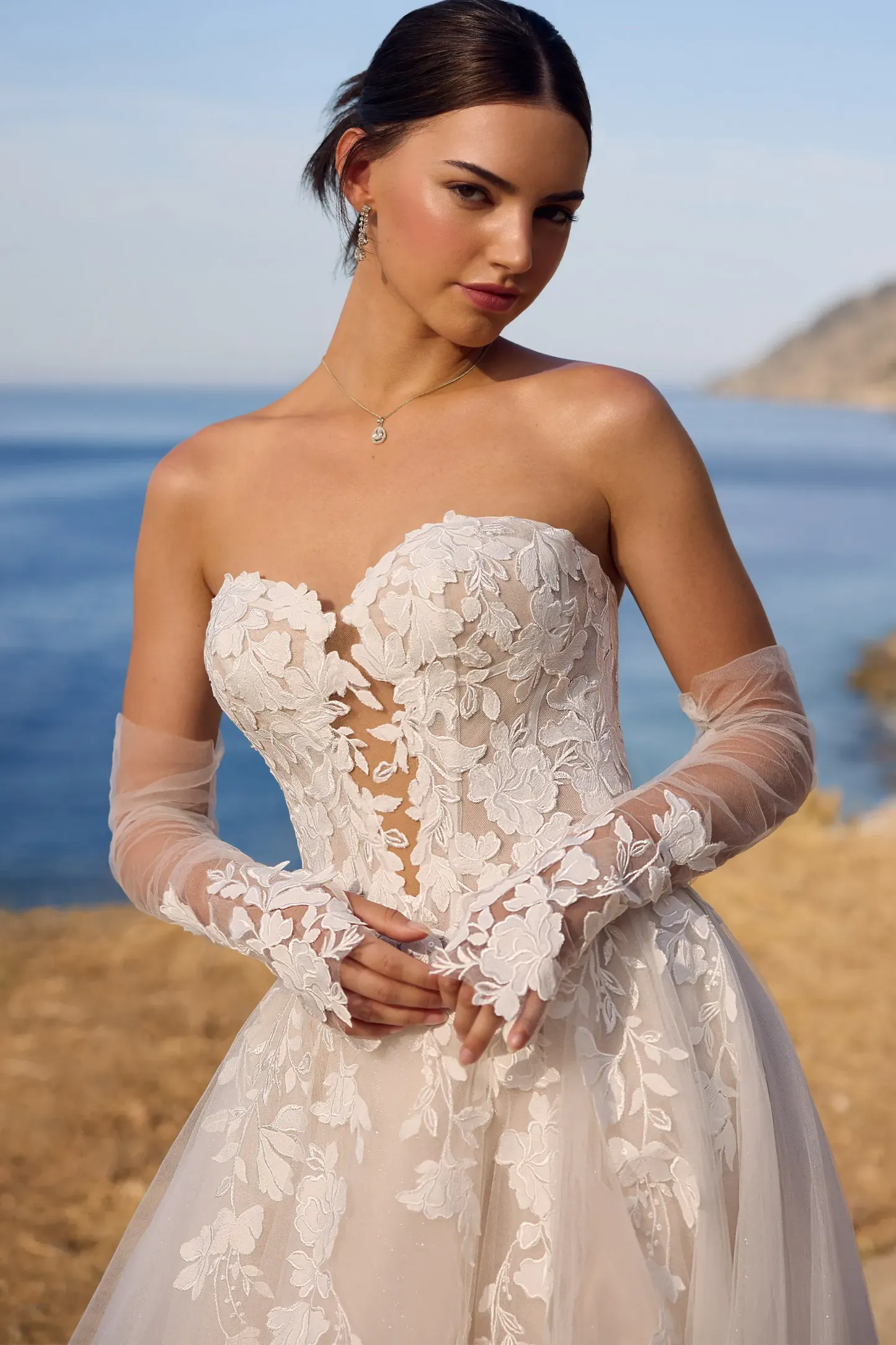 Sweetheart Lace Wedding Dress with Gloves #Sophia Tolli Y3190