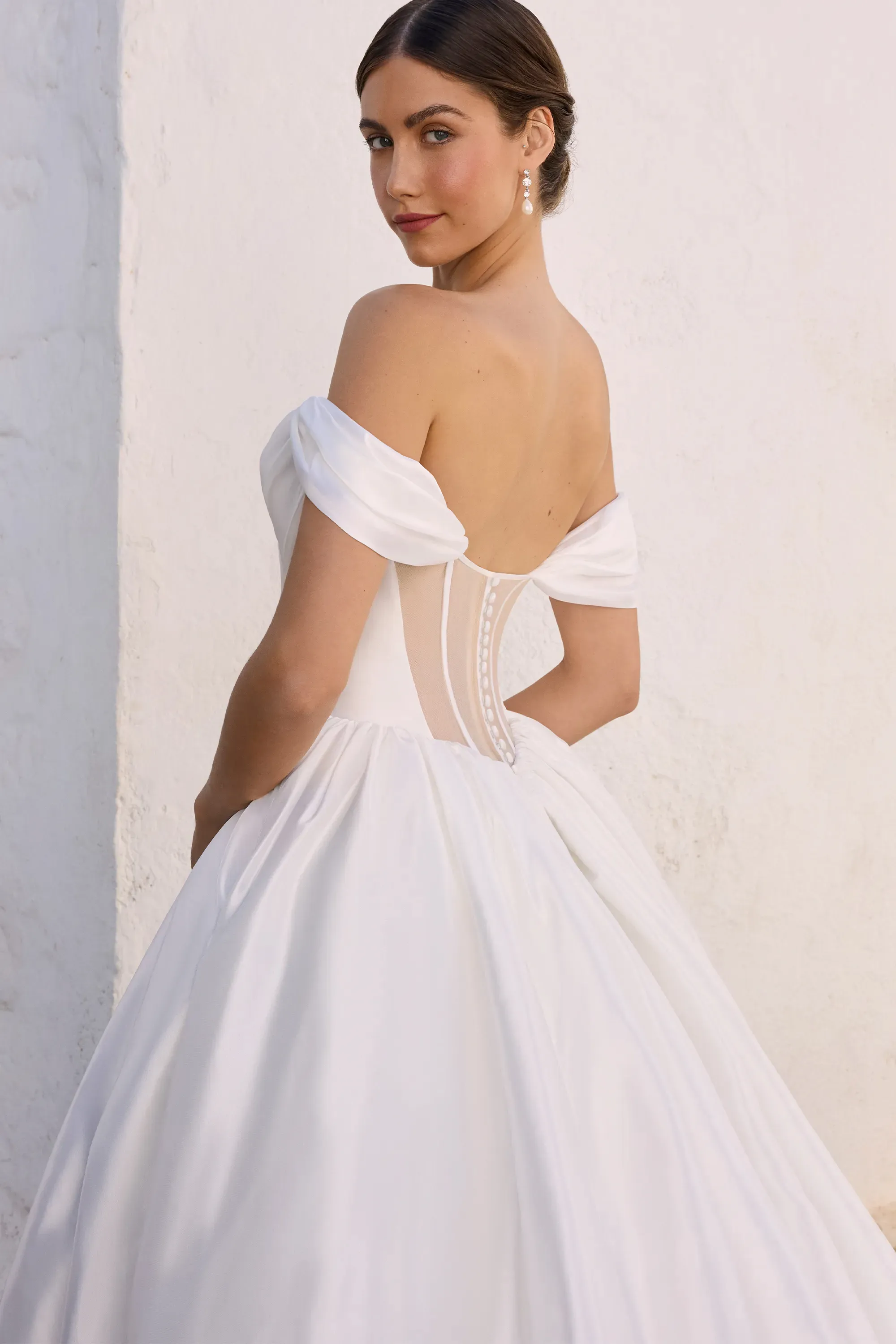 Sexy Sweetheart Off The Shoulder Skirt Split Taffeta Bridal Gown #Sophia Tolli Y3191