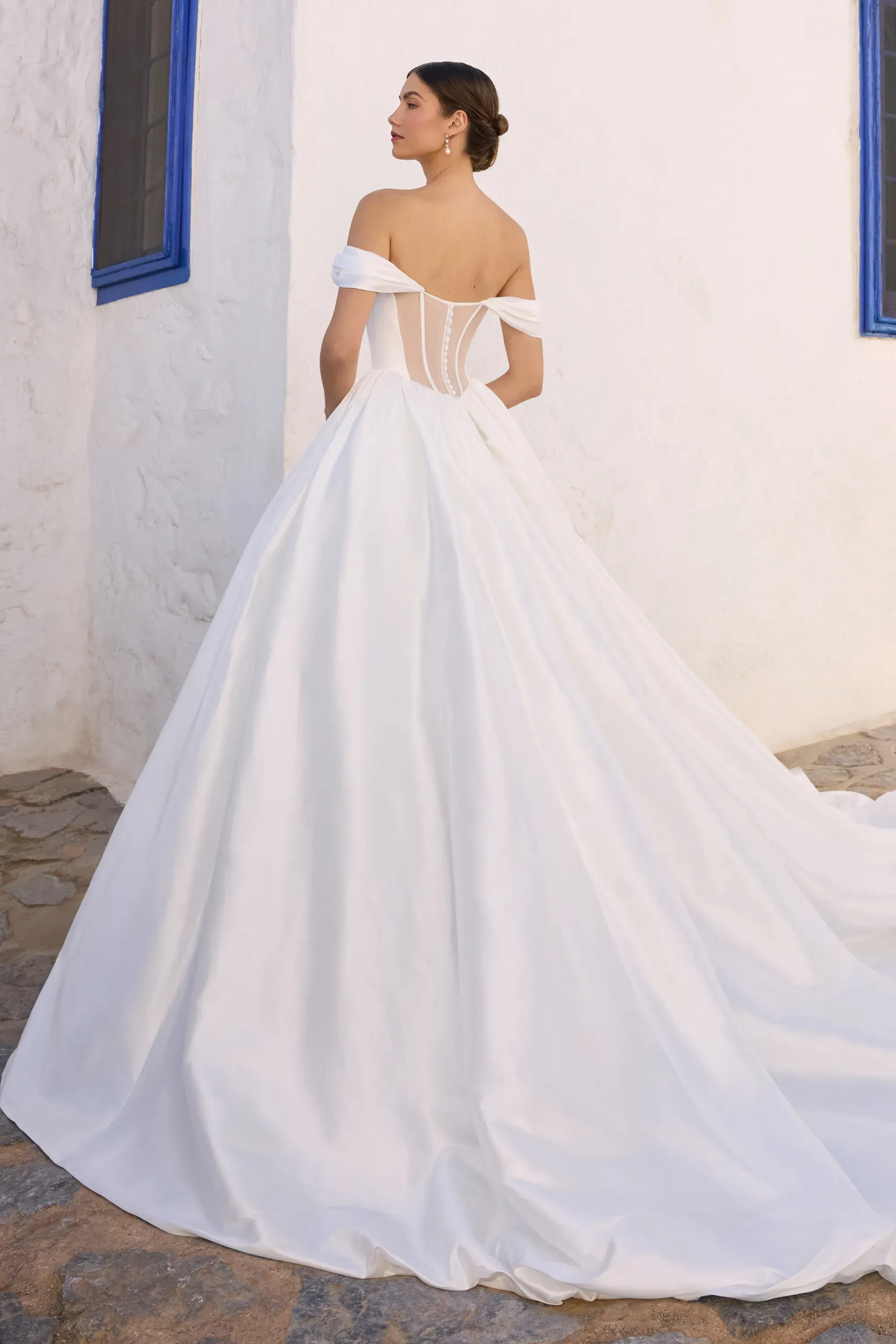 Sexy Sweetheart Off The Shoulder Skirt Split Taffeta Bridal Gown #Sophia Tolli Y3191