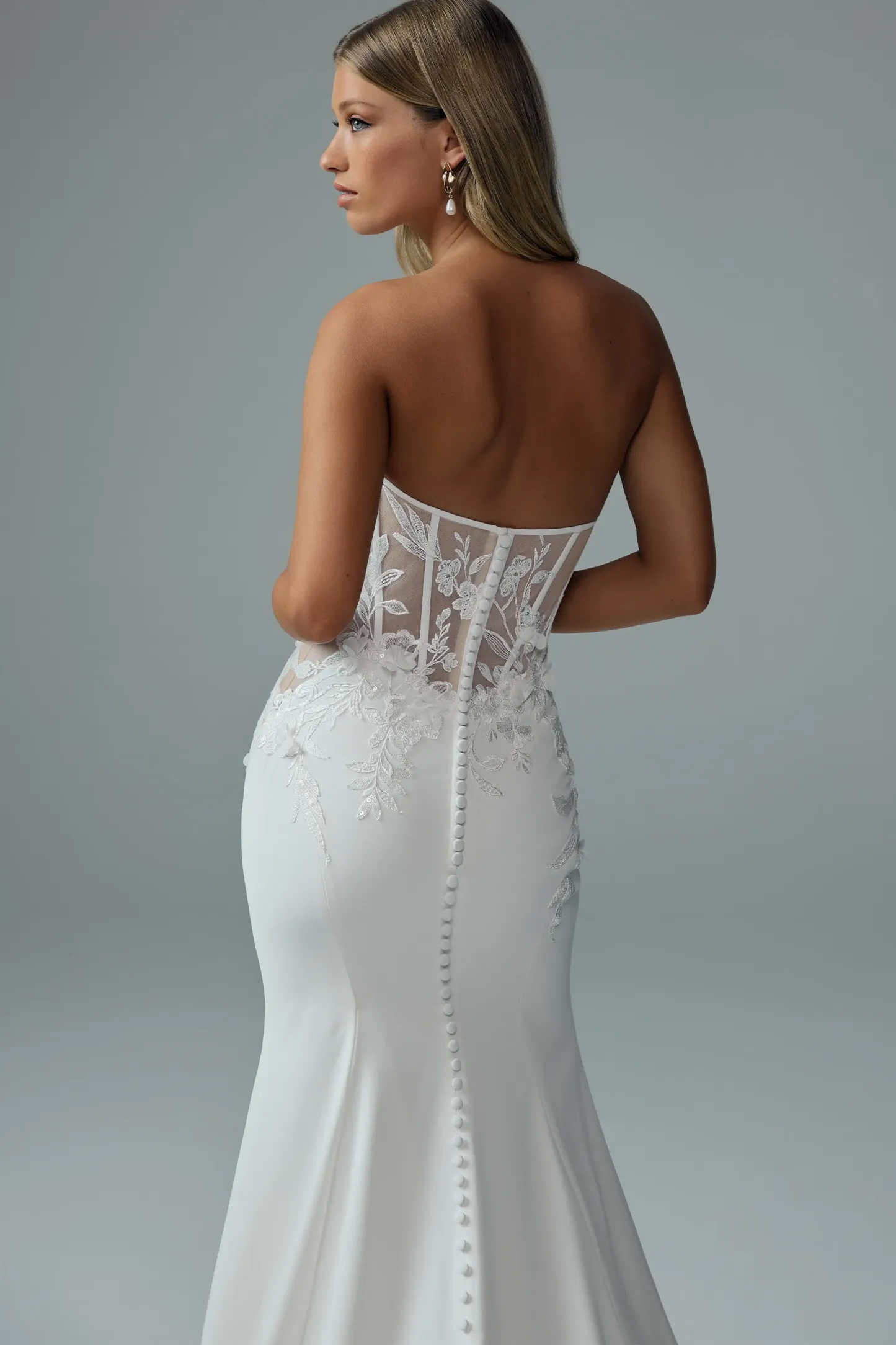 Sexy Crepe Fit and Flare Wedding Dress #Sophia Tolli Y3205