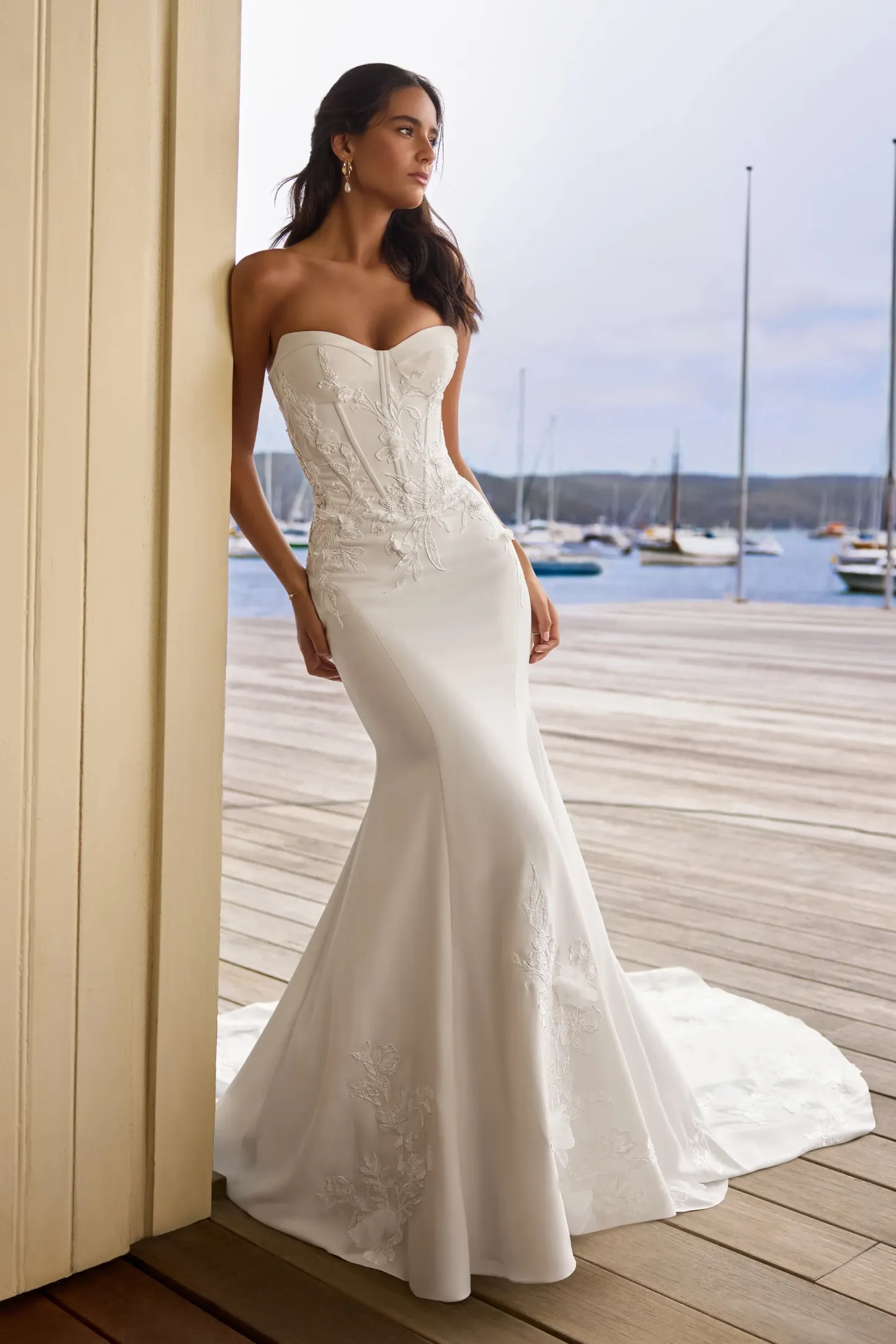 Sexy Crepe Fit and Flare Wedding Dress #Sophia Tolli Y3205