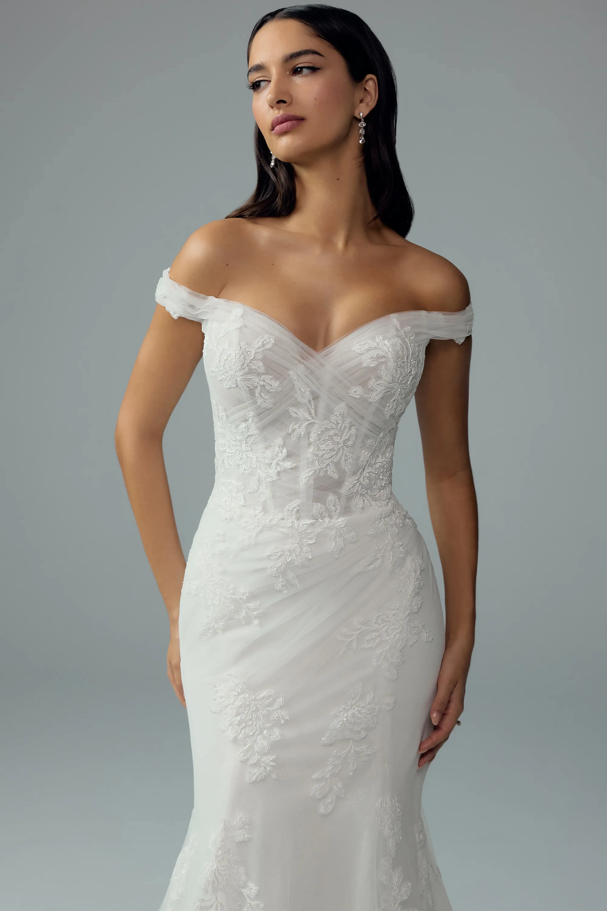 Floral Wedding Dress with V-neckline #Sophia Tolli Y3206