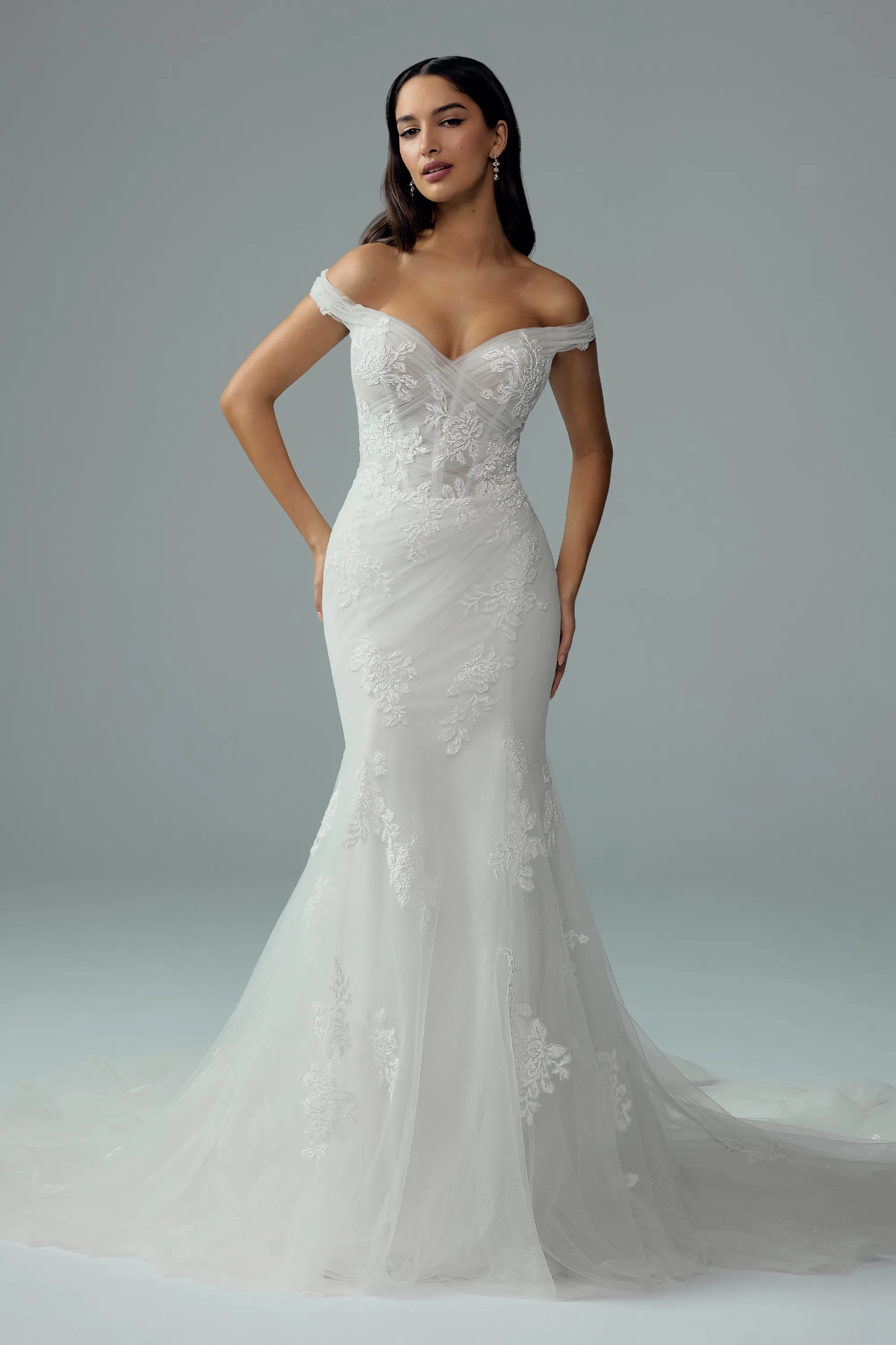 Floral Wedding Dress with V-neckline #Sophia Tolli Y3206