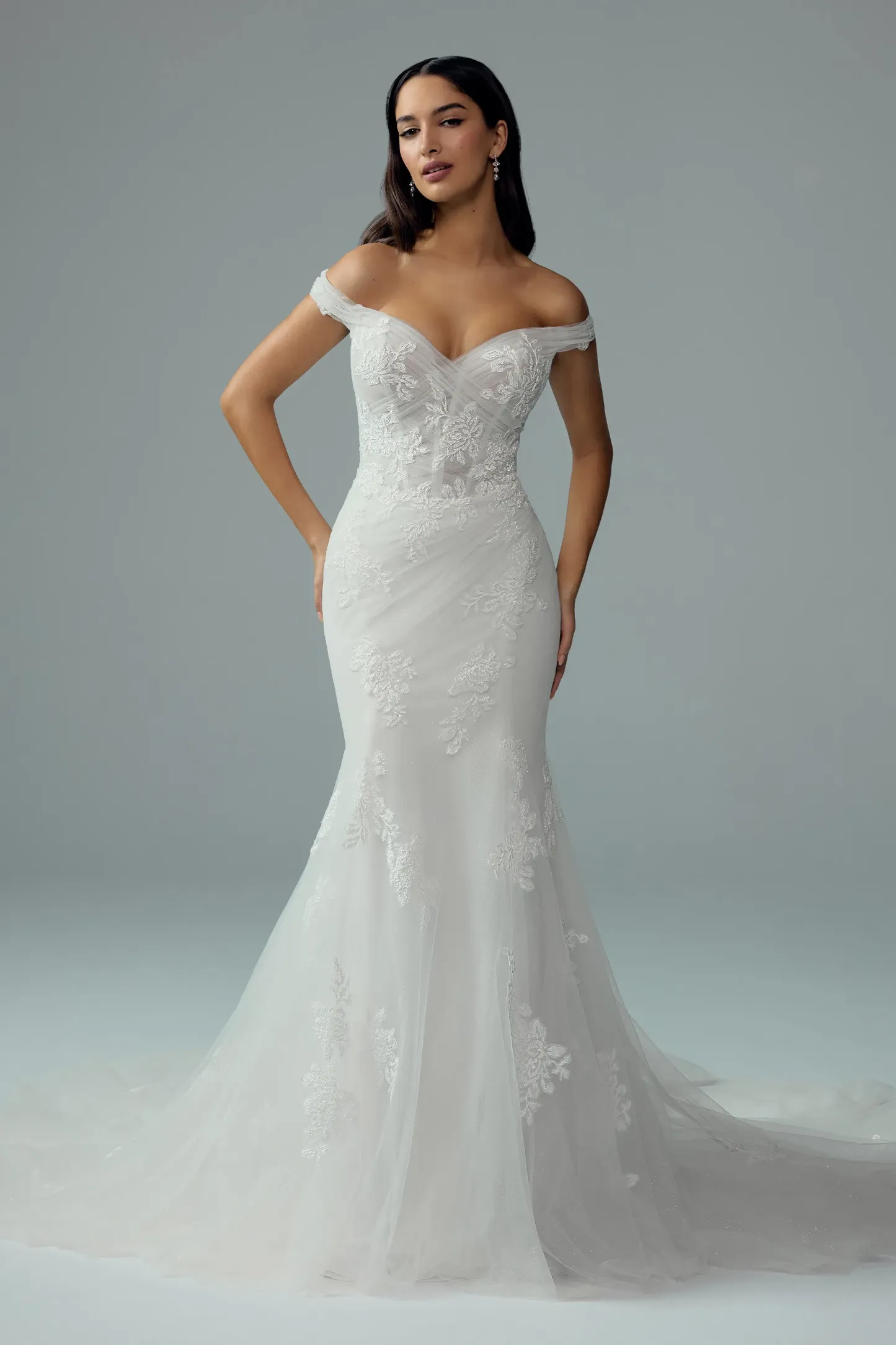 Floral Wedding Dress with V-neckline #Sophia Tolli Y3206