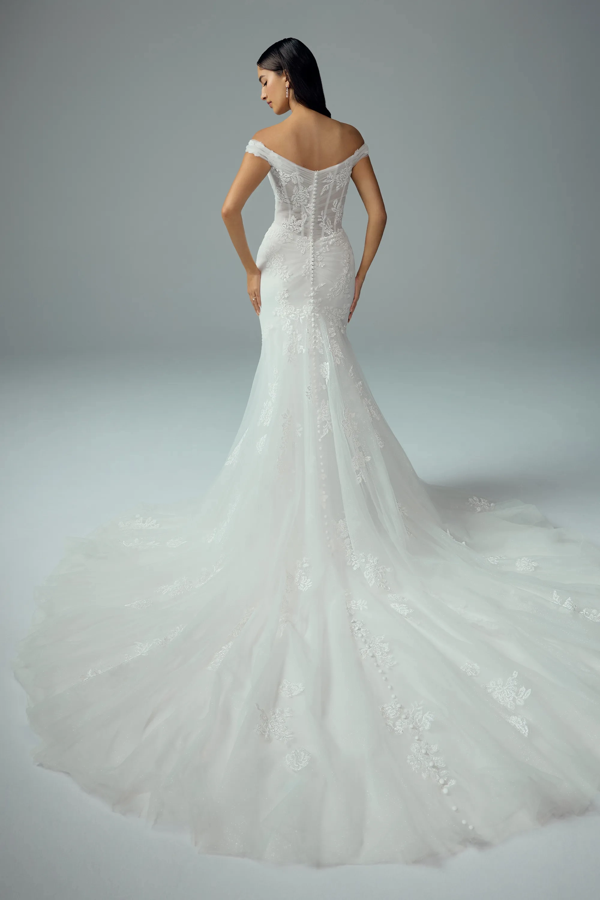 Floral Wedding Dress with V-neckline #Sophia Tolli Y3206