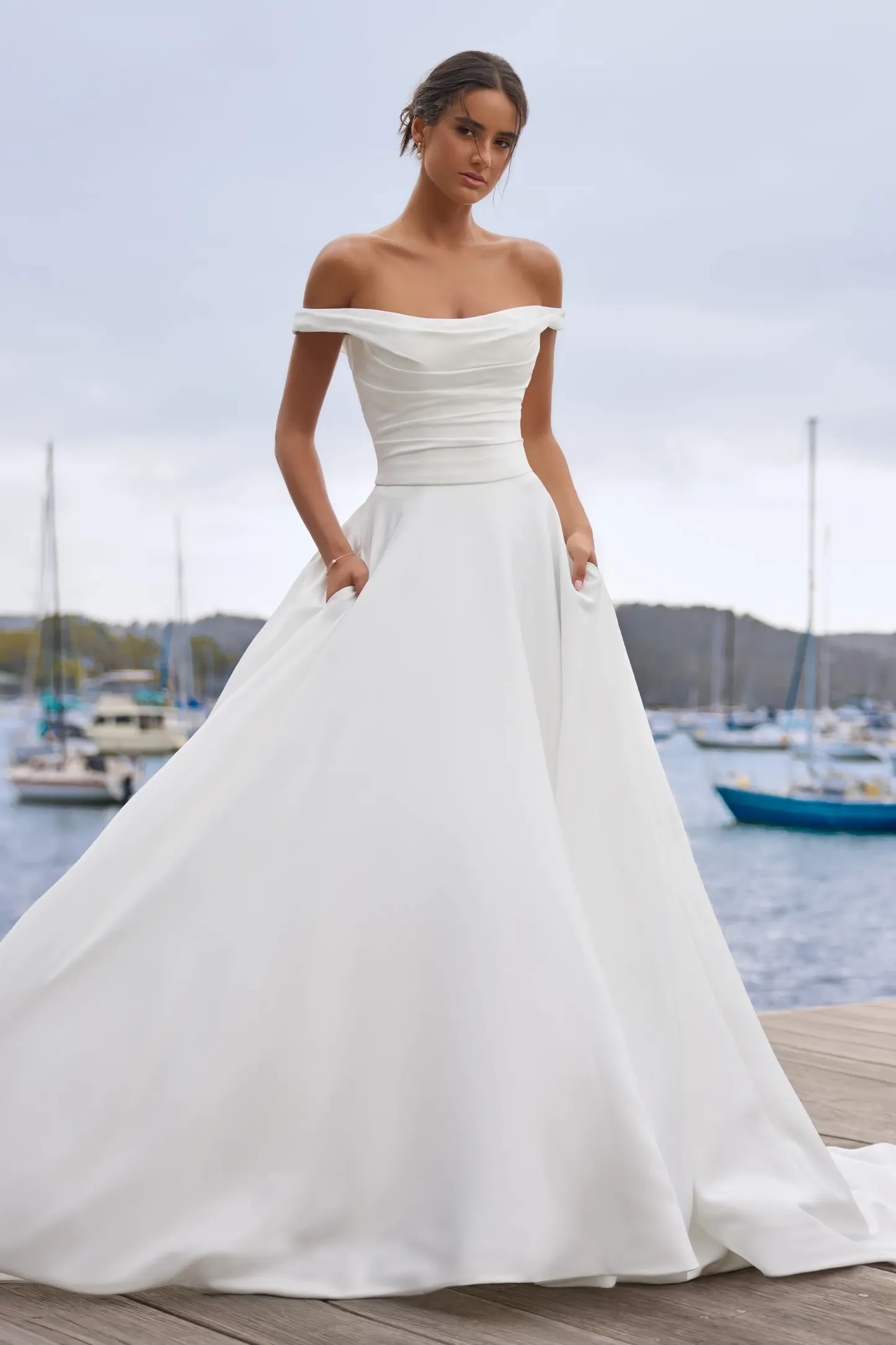 Beautiful Satin Ballgown Wedding Dress with Pockets #Sophia Tolli Y3207