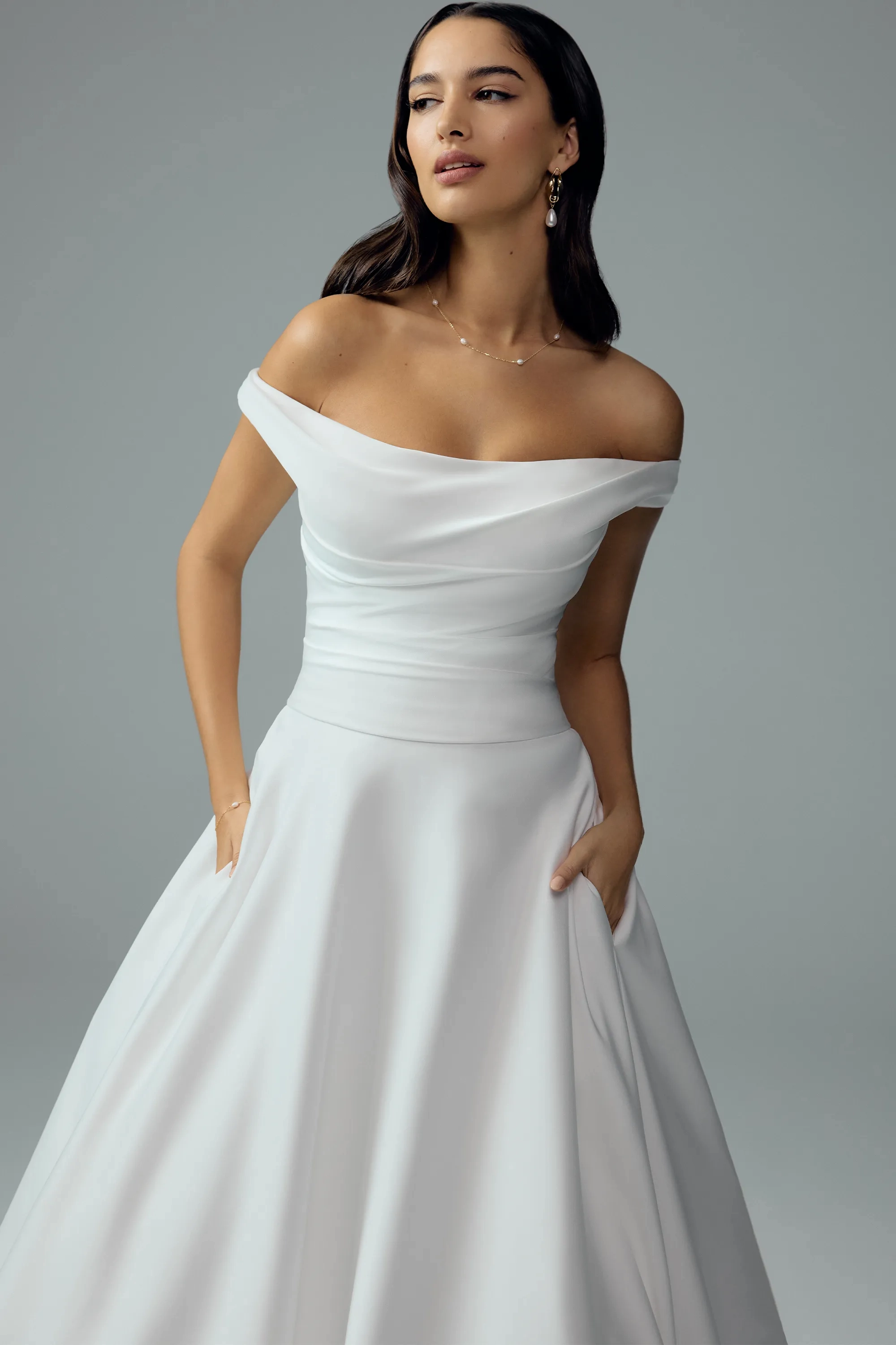 Beautiful Satin Ballgown Wedding Dress with Pockets #Sophia Tolli Y3207