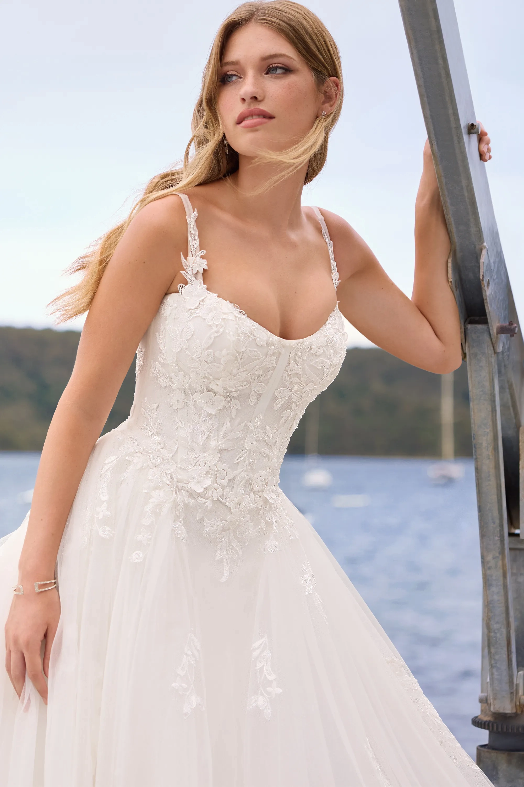 Ethereal A-line Bridal Gown with Floral Details #Sophia Tolli Y3209