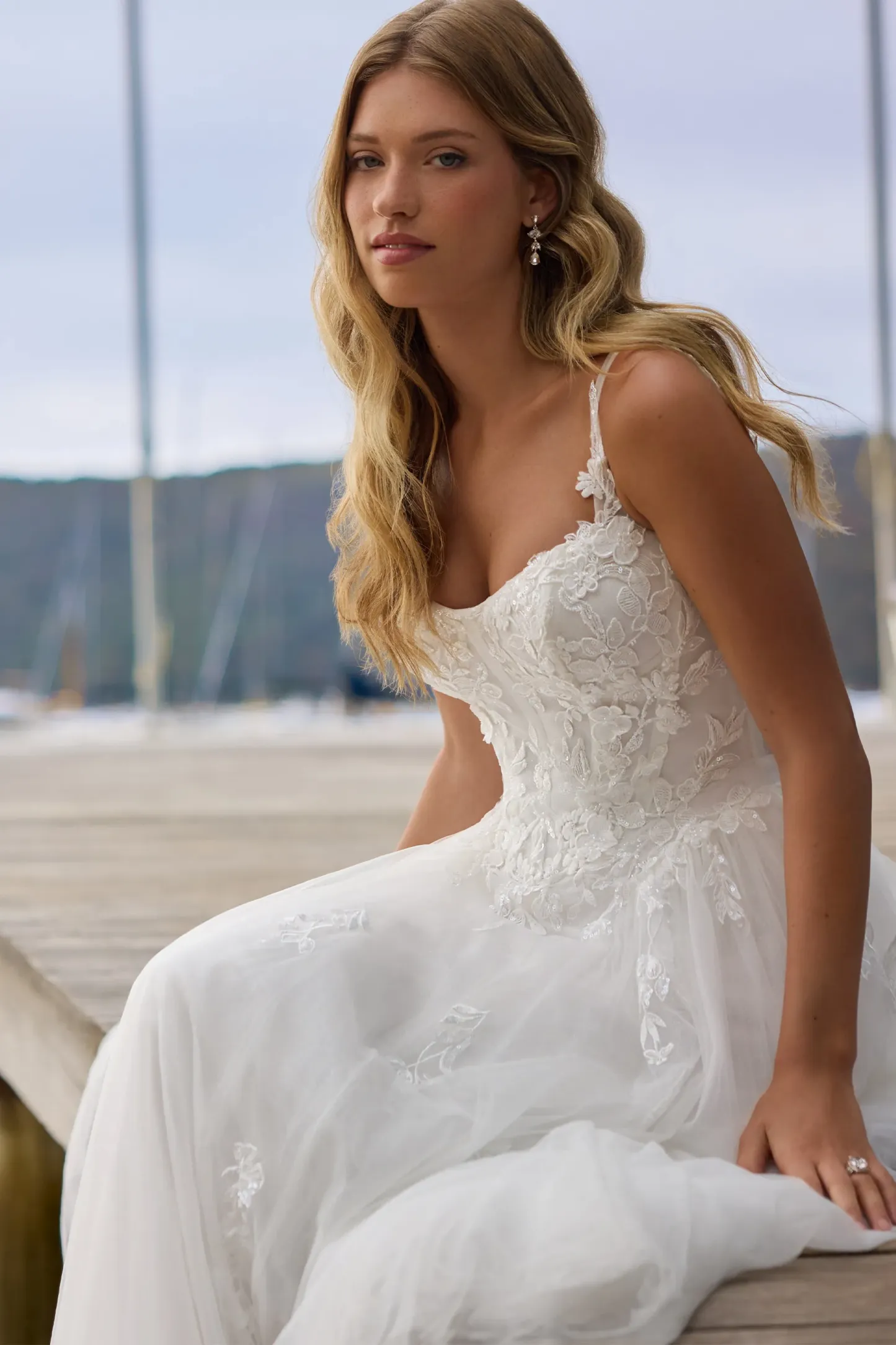 Ethereal A-line Bridal Gown with Floral Details #Sophia Tolli Y3209