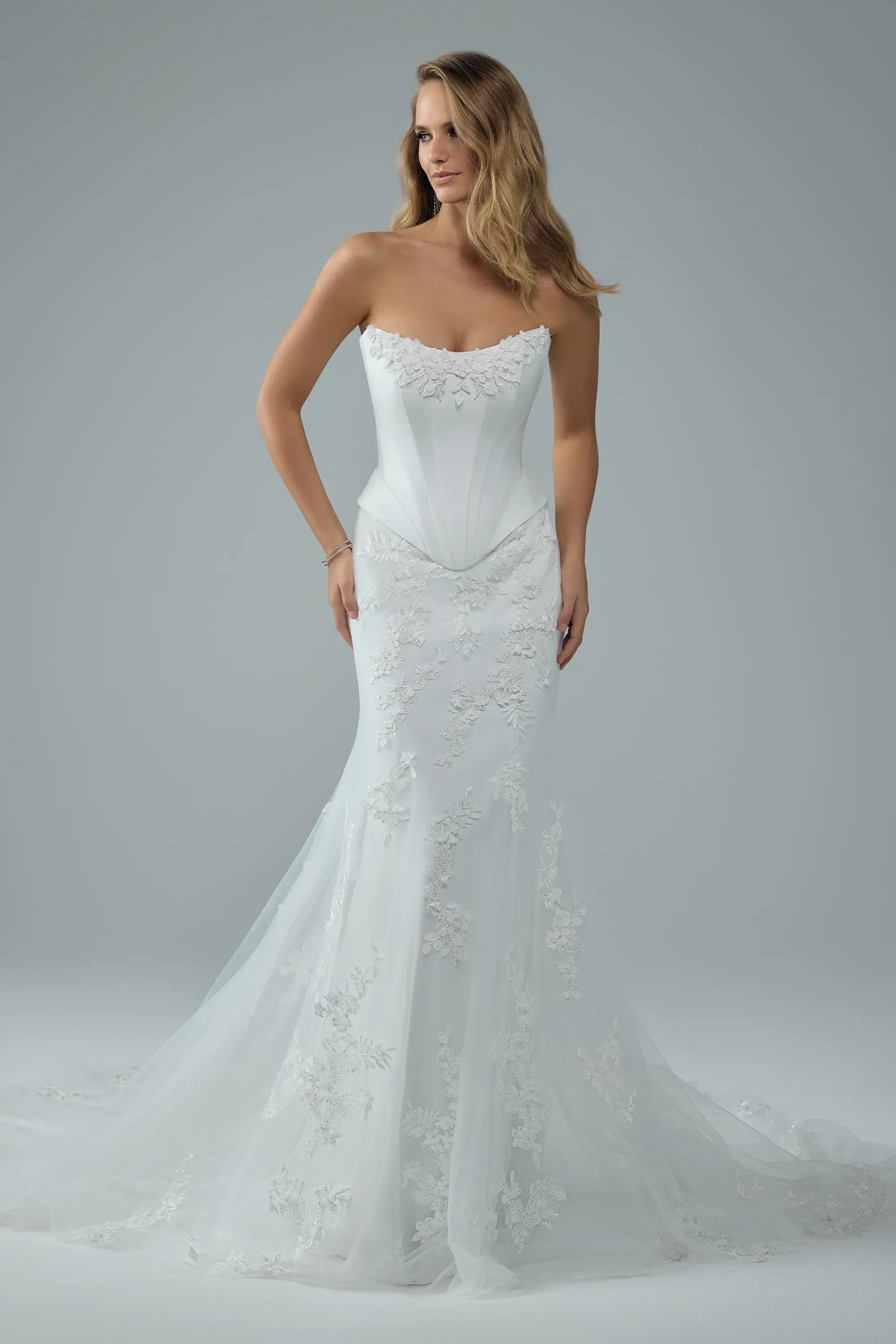 Faux Two Piece Bridal Gown with 3D Lace #Sophia Tolli Y3228