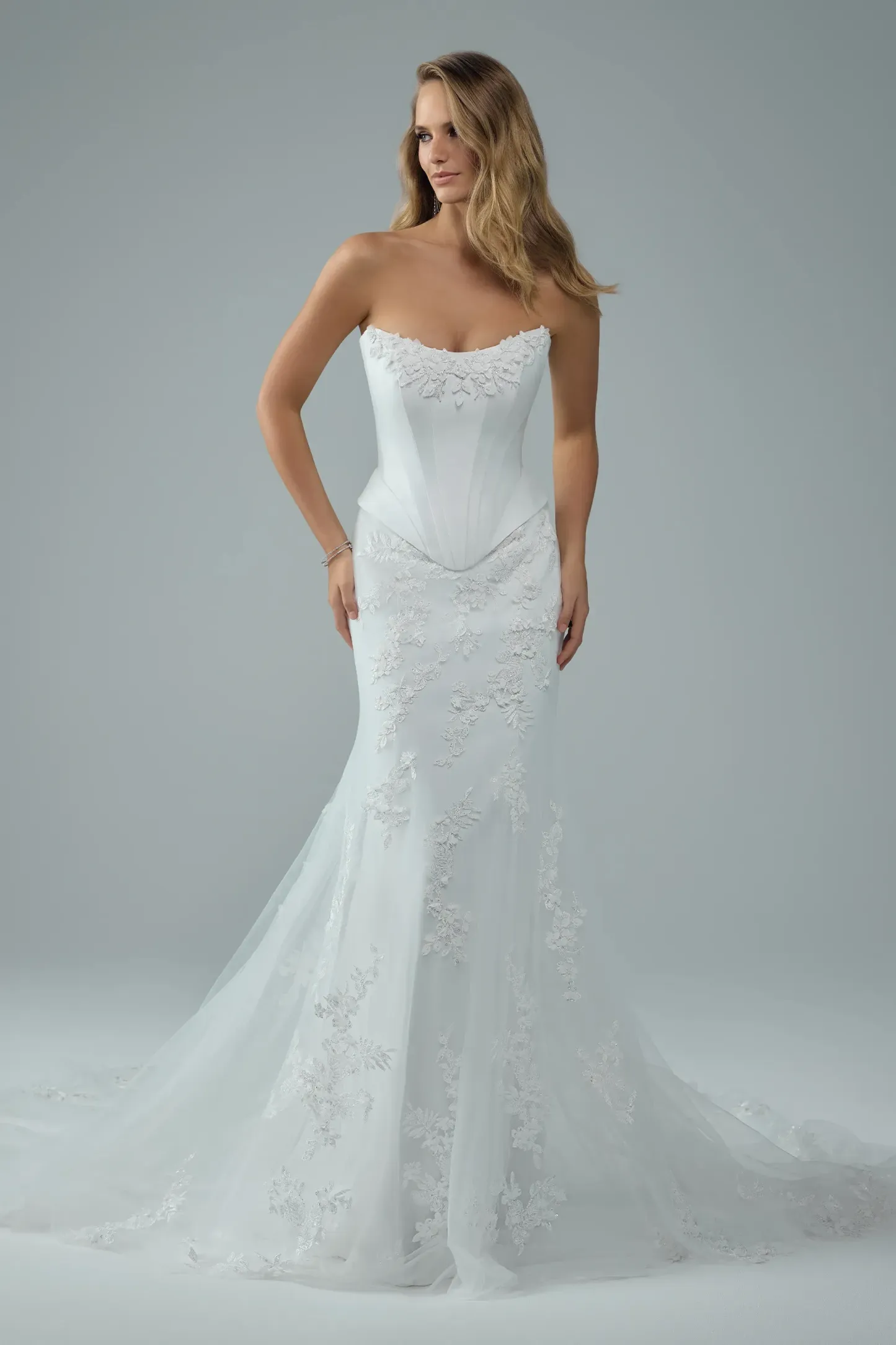 Faux Two Piece Bridal Gown with 3D Lace #Sophia Tolli Y3228