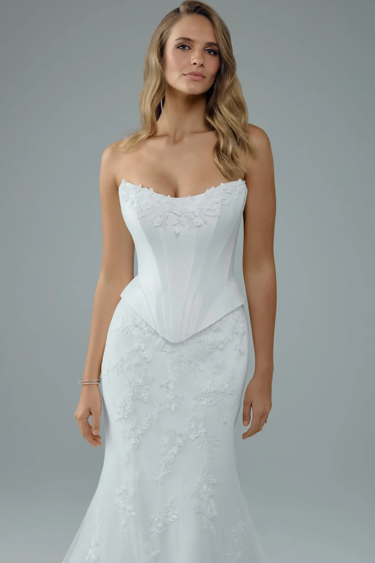 Faux Two Piece Bridal Gown with 3D Lace #Sophia Tolli Y3228