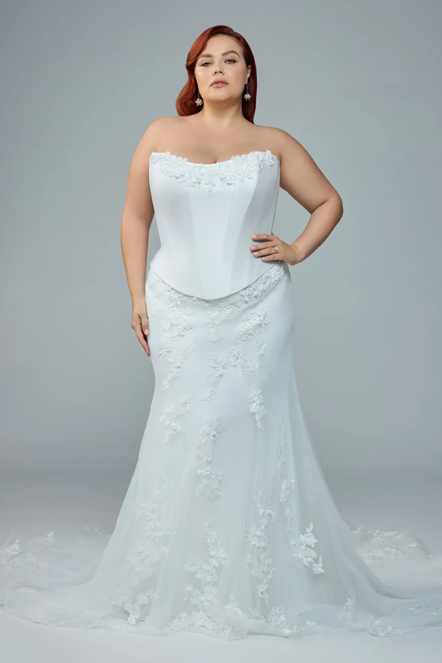 Faux Two Piece Bridal Gown with 3D Lace #Sophia Tolli Y3228