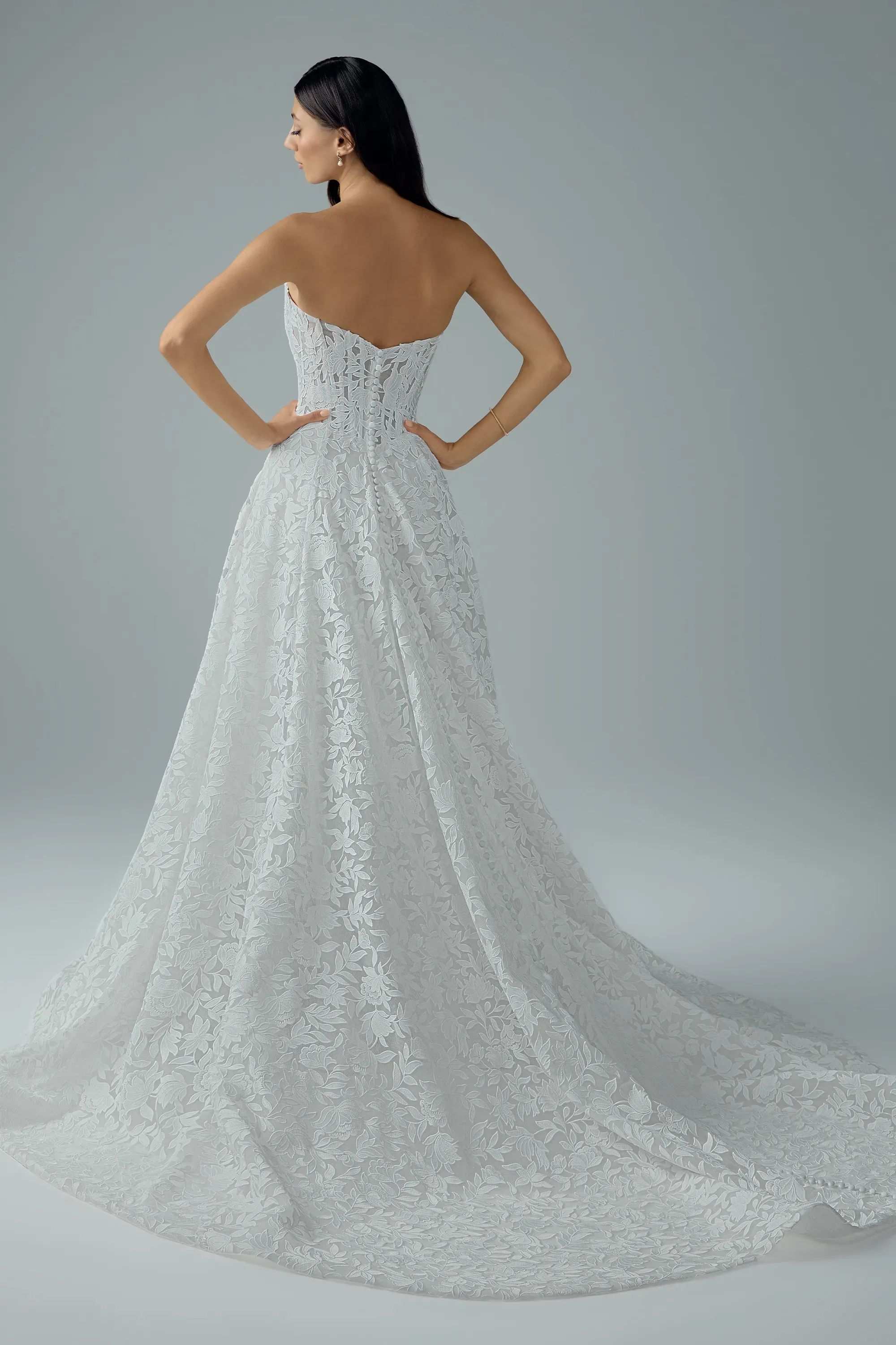 V-Neck Overlace Wedding Dress with Sheer Bodice #Sophia Tolli Y3229