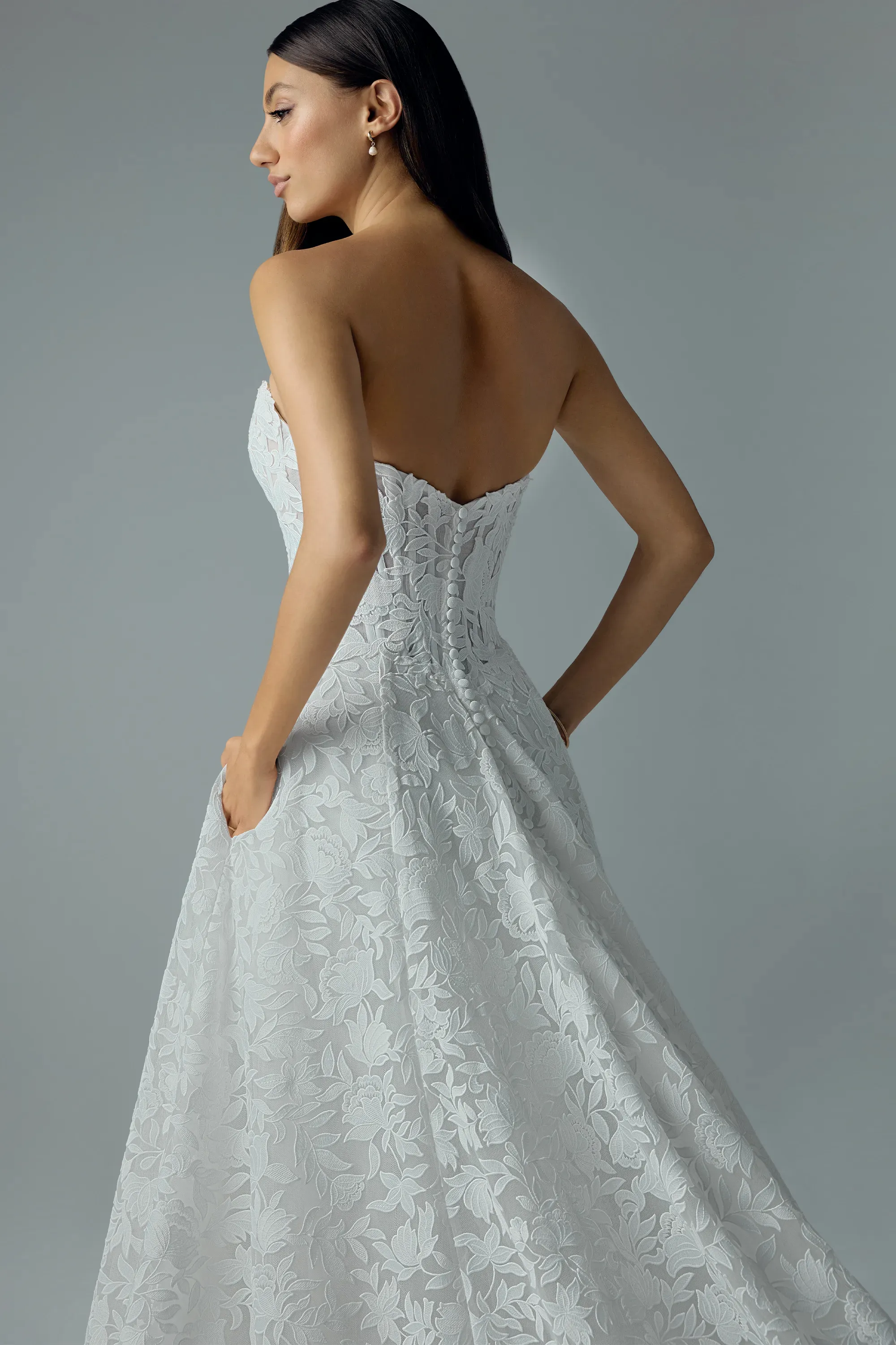 V-Neck Overlace Wedding Dress with Sheer Bodice #Sophia Tolli Y3229
