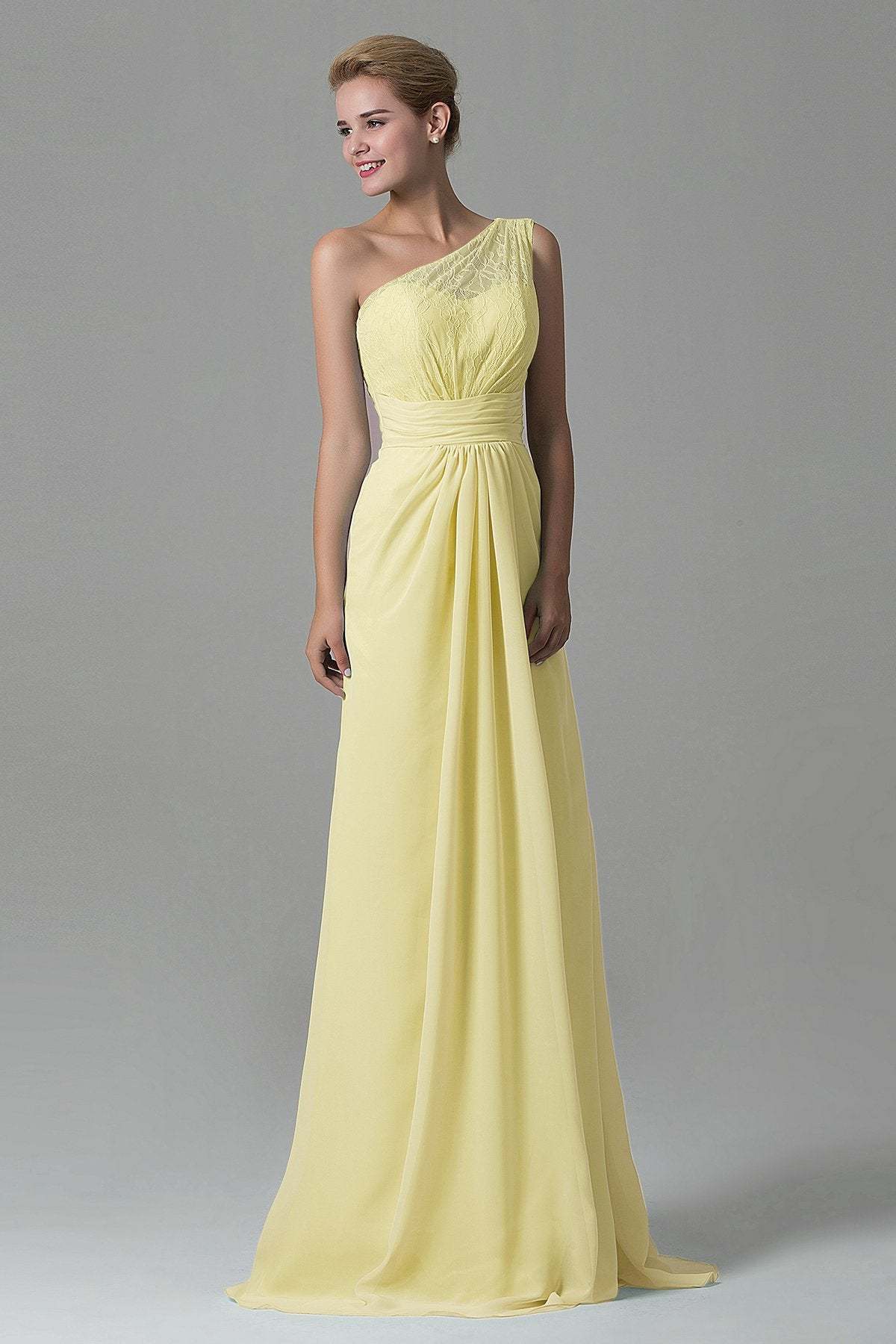 Sheath Sweep Train Lace/Chiffon Bridesmaid Dress COZK16004