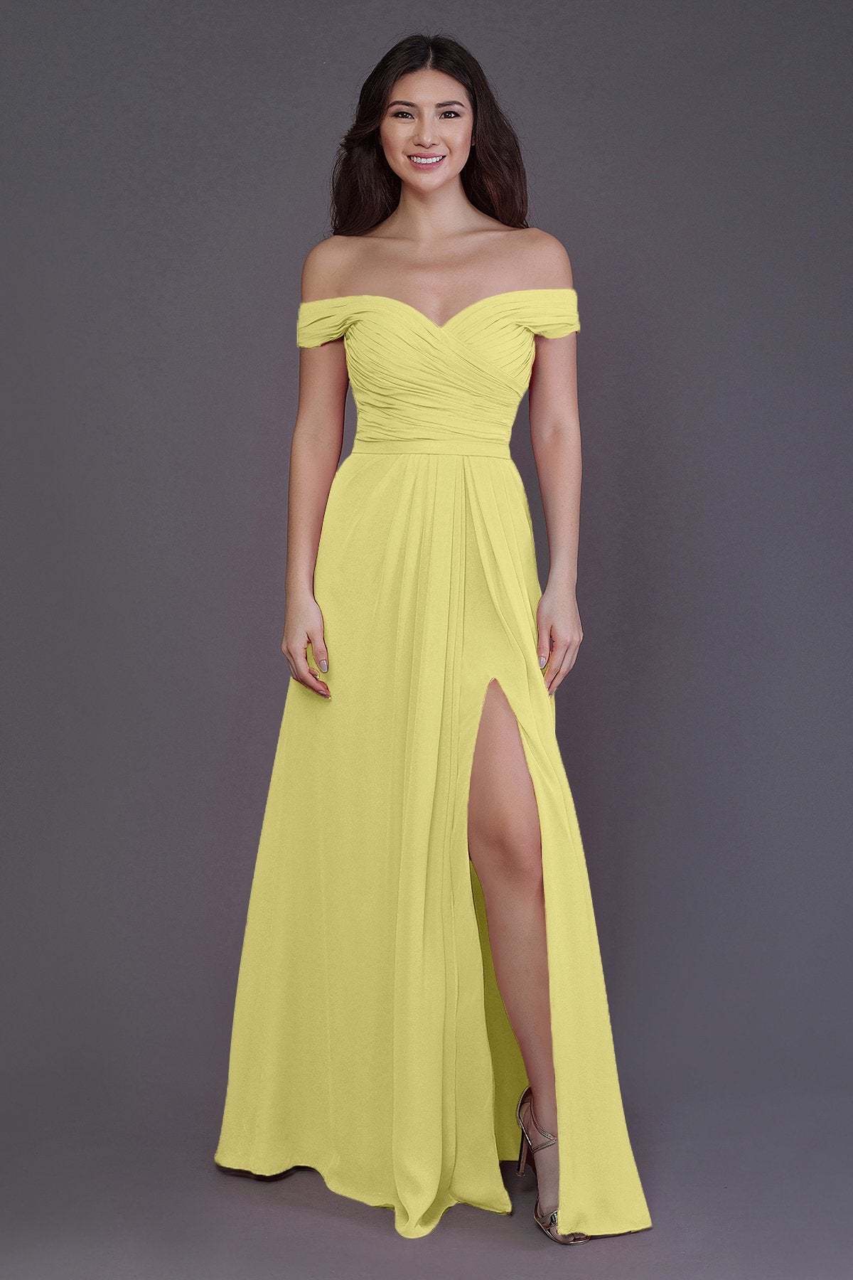 Sheath-Column Floor Length Chiffon Bridesmaid Dress PR3536