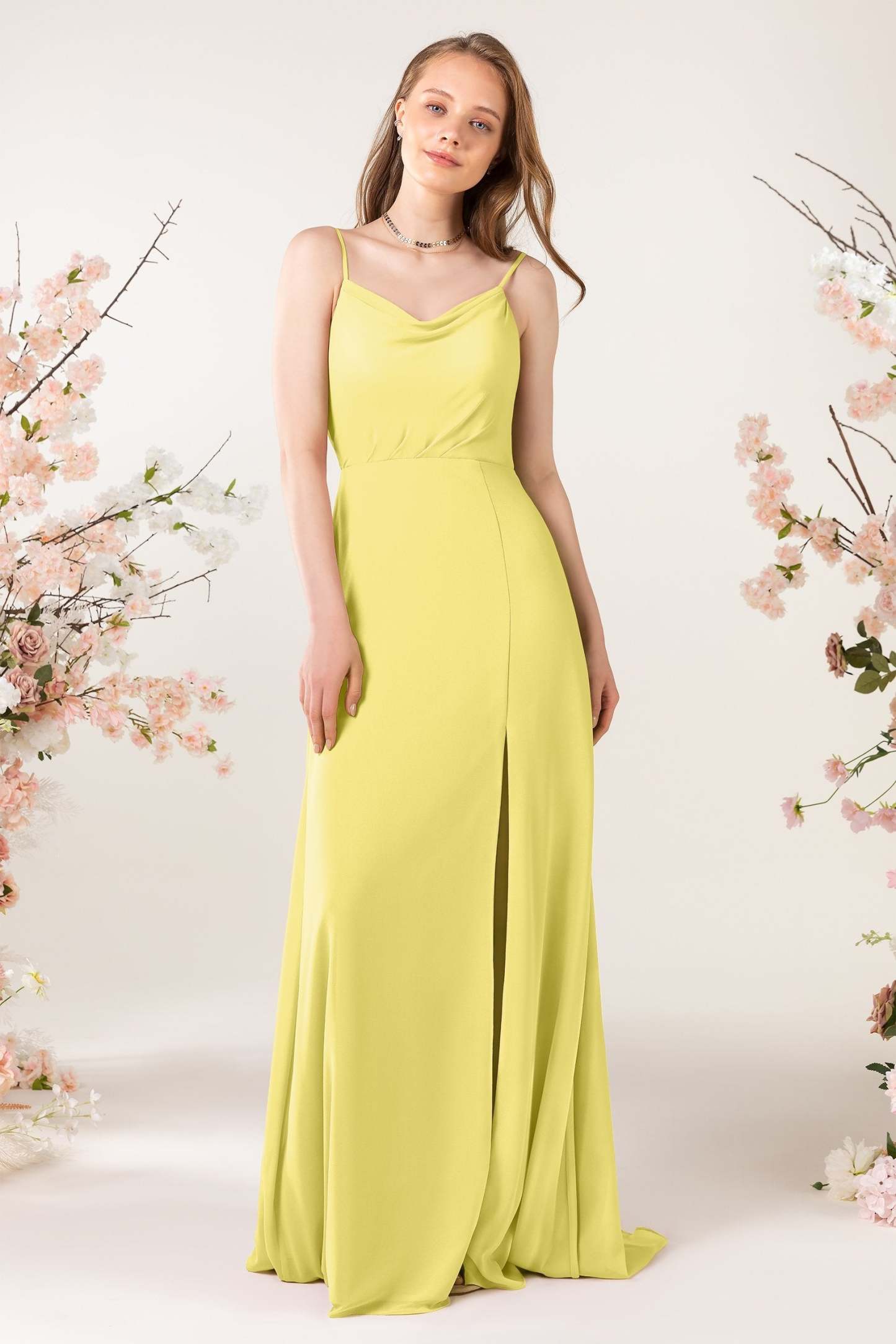 Sheath Sweep-Brush Train Chiffon Bridesmaid Dress CB0457