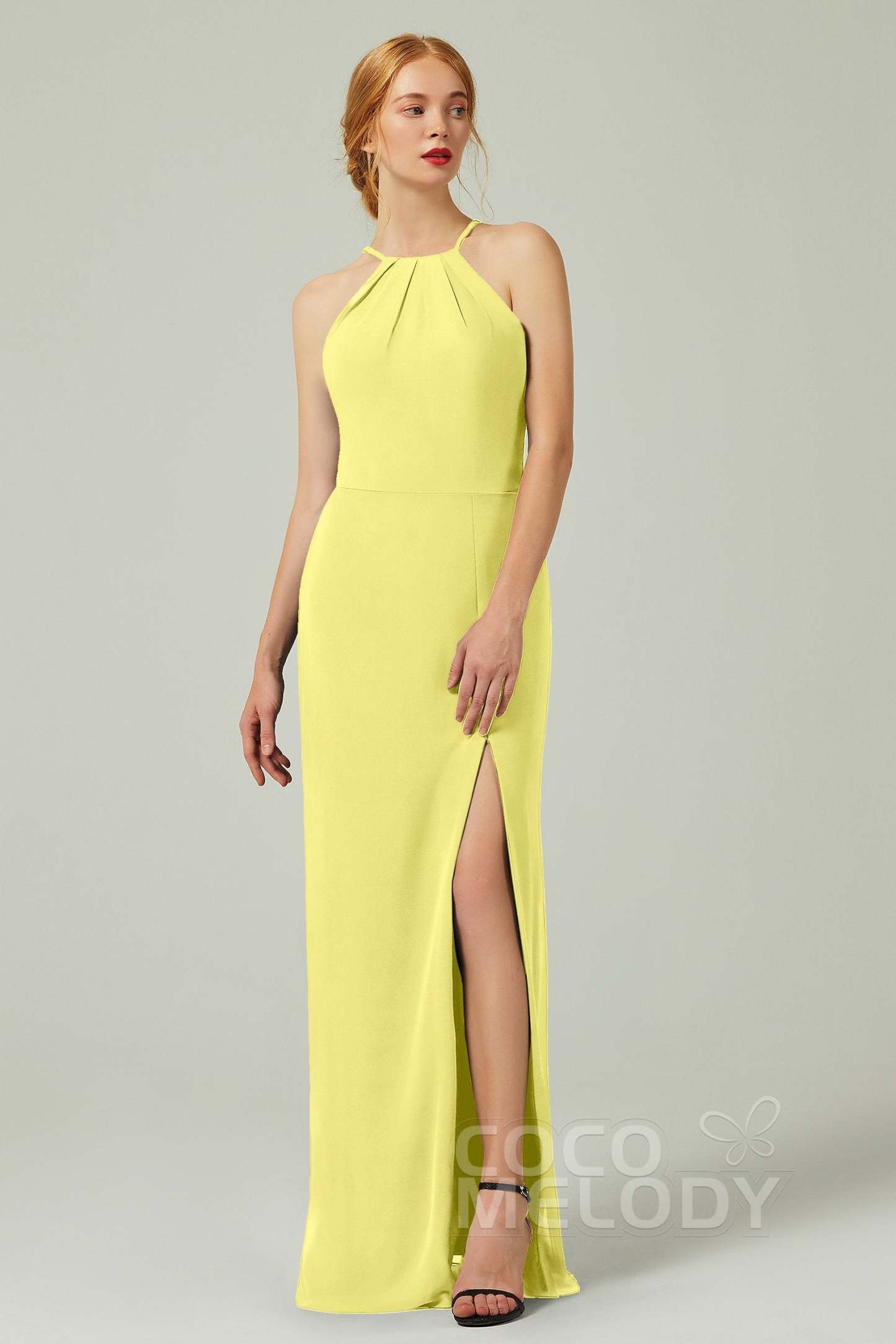 Sheath-Column Floor Length Chiffon Bridesmaid Dress Formal Dresses CB0337