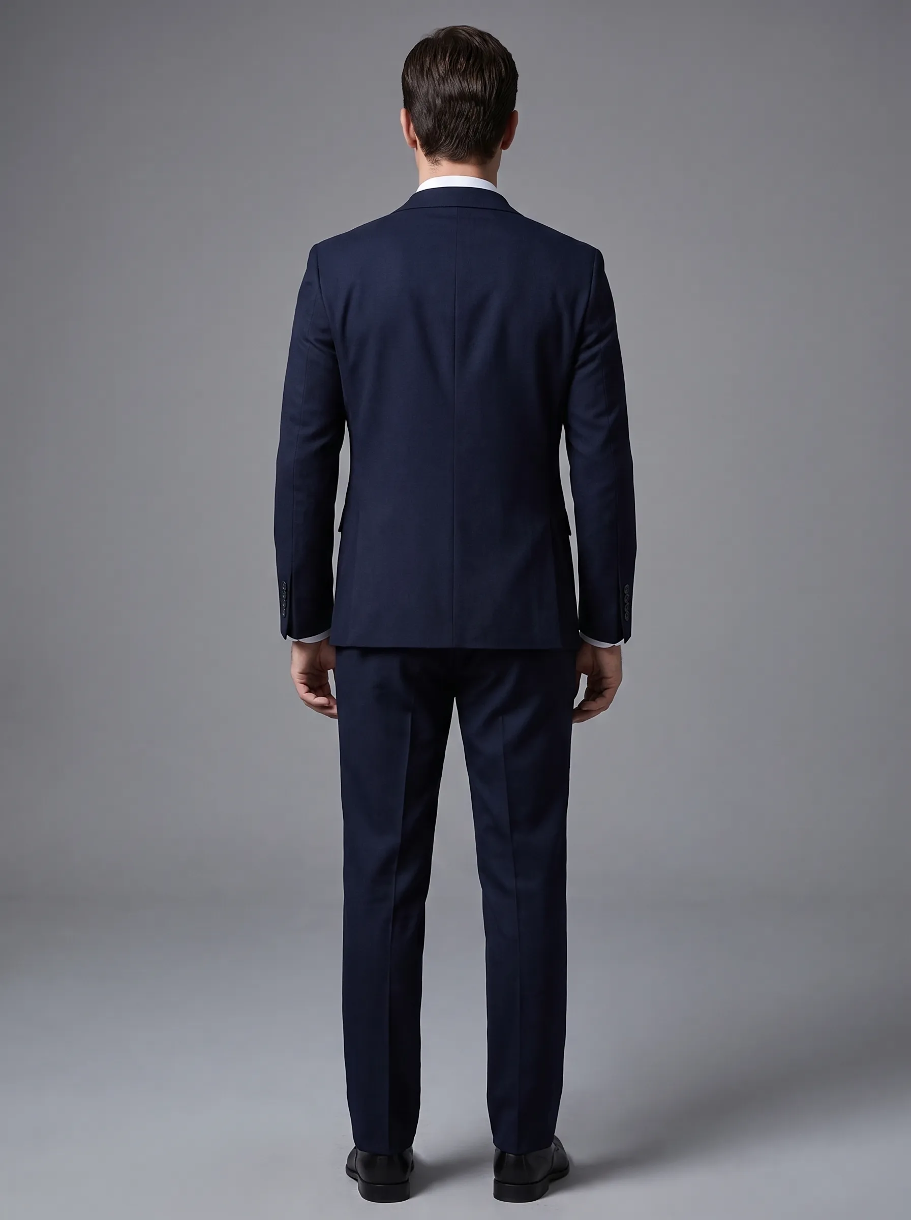 [Copy]Classic Navy Blue Single-Breasted Formal Suit | Men's Modern Slim Fit Notch Lapel 2-Piece Tuxedo