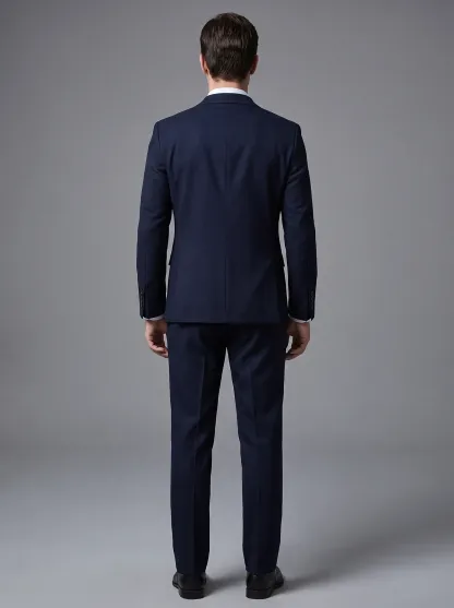[Copy]Classic Navy Blue Single-Breasted Formal Suit | Men's Modern Slim Fit Notch Lapel 2-Piece Tuxedo