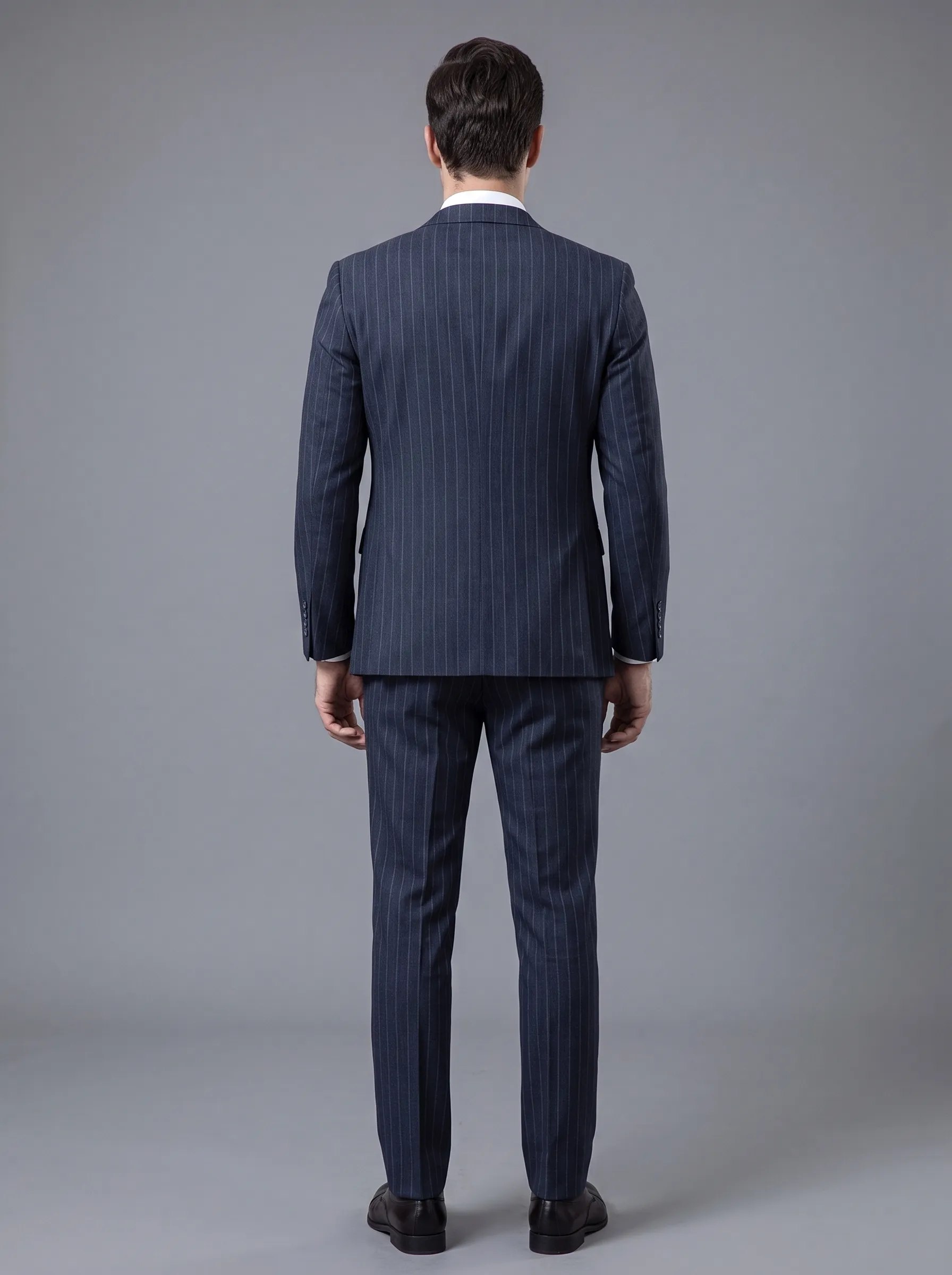 [Copy]Classic Navy Blue 3-Piece Formal Suit | Men's Modern Slim Fit Notch Lapel Business Tuxedo