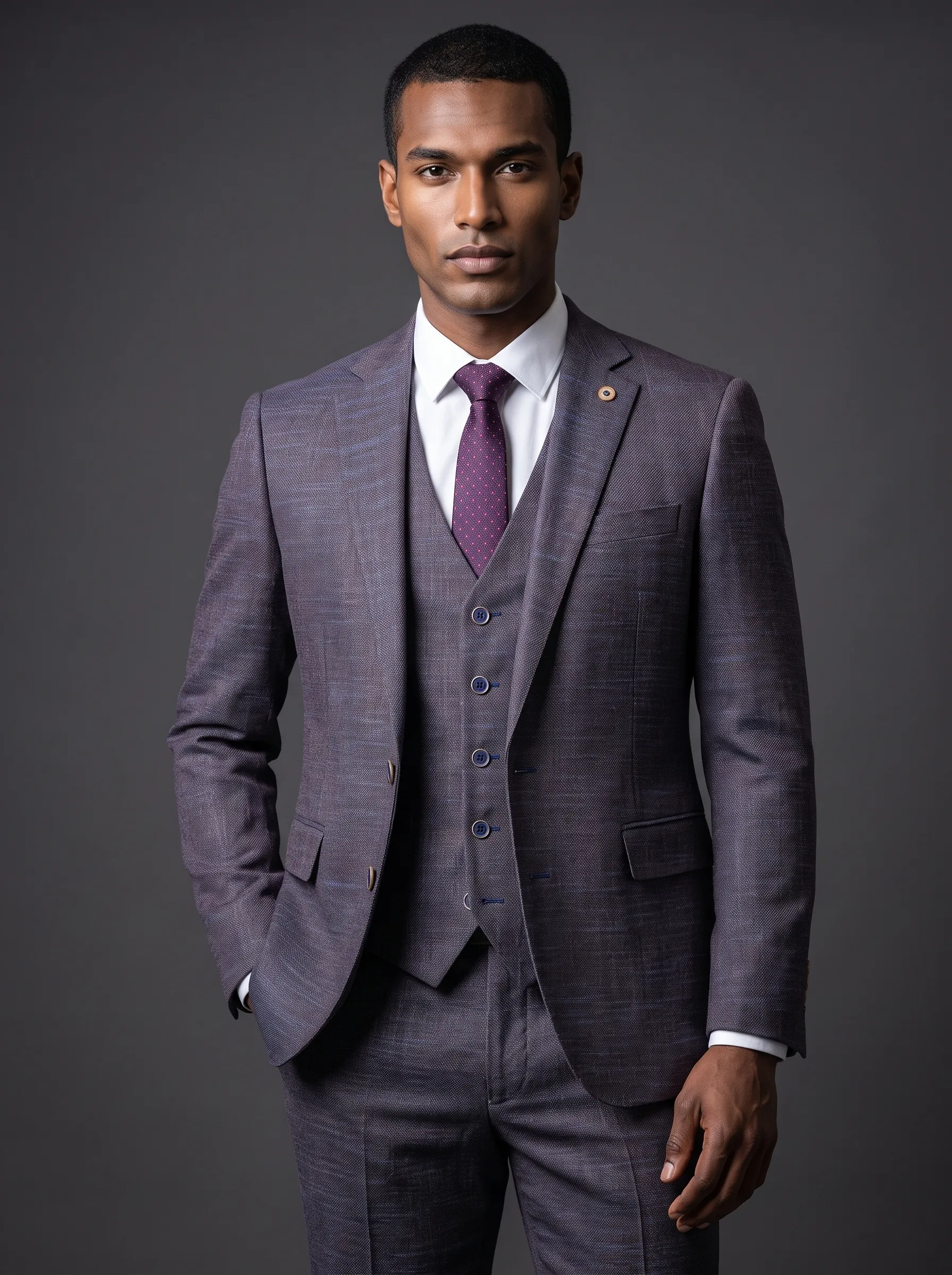 [Copy]Dapper Charcoal Pinstripe 3-Piece Formal Suit | Men's Modern Slim Fit Notch Lapel Business Tuxedo