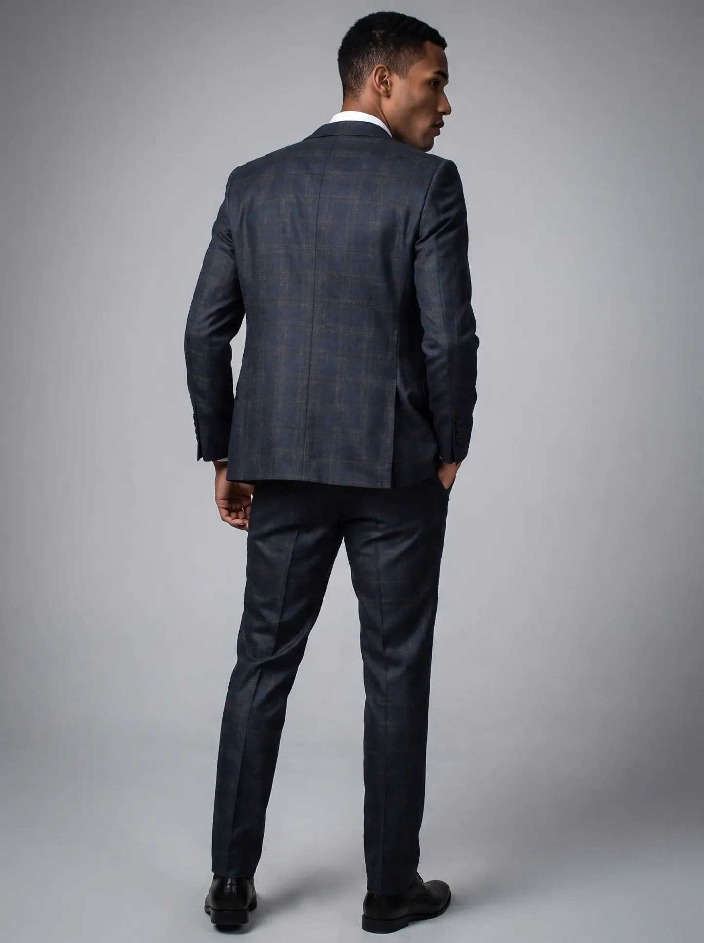 [Copy]Sophisticated Textured Slate Grey 3-Piece Formal Suit | Men's Modern Slim Fit Notch Lapel Business Suit