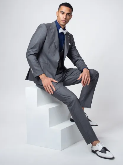 [Copy]Dapper Dark Plaid 3-Piece Formal Suit | Men's Slim Fit Double-Breasted Vest Notch Lapel Business Tuxedo