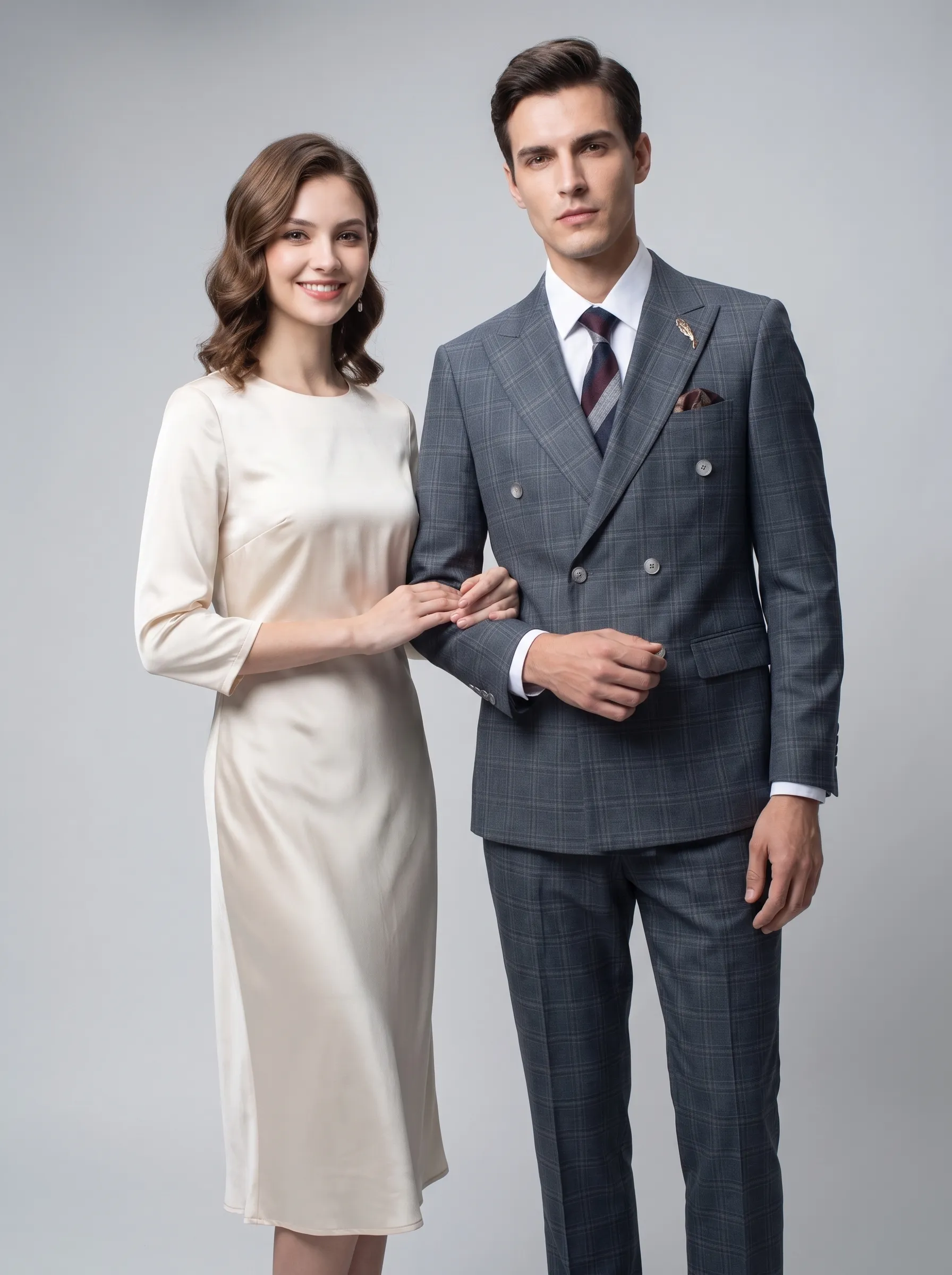 [Copy]Dapper Medium Grey Pinstripe 3-Piece Formal Suit | Men's Modern Slim Fit Notch Lapel Business Tuxedo