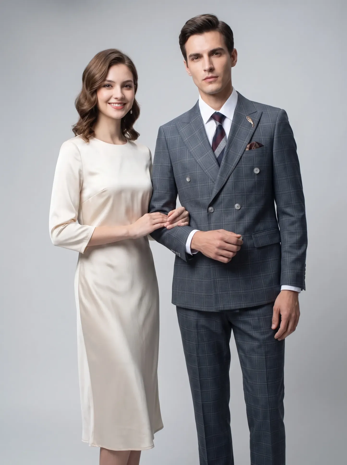 [Copy]Dapper Medium Grey Pinstripe 3-Piece Formal Suit | Men's Modern Slim Fit Notch Lapel Business Tuxedo