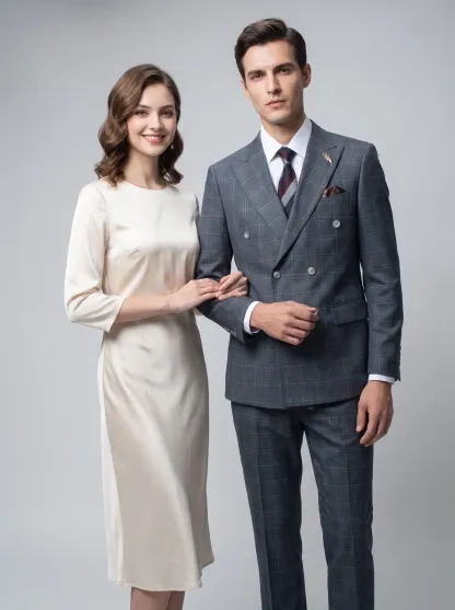 [Copy]Dapper Medium Grey Pinstripe 3-Piece Formal Suit | Men's Modern Slim Fit Notch Lapel Business Tuxedo