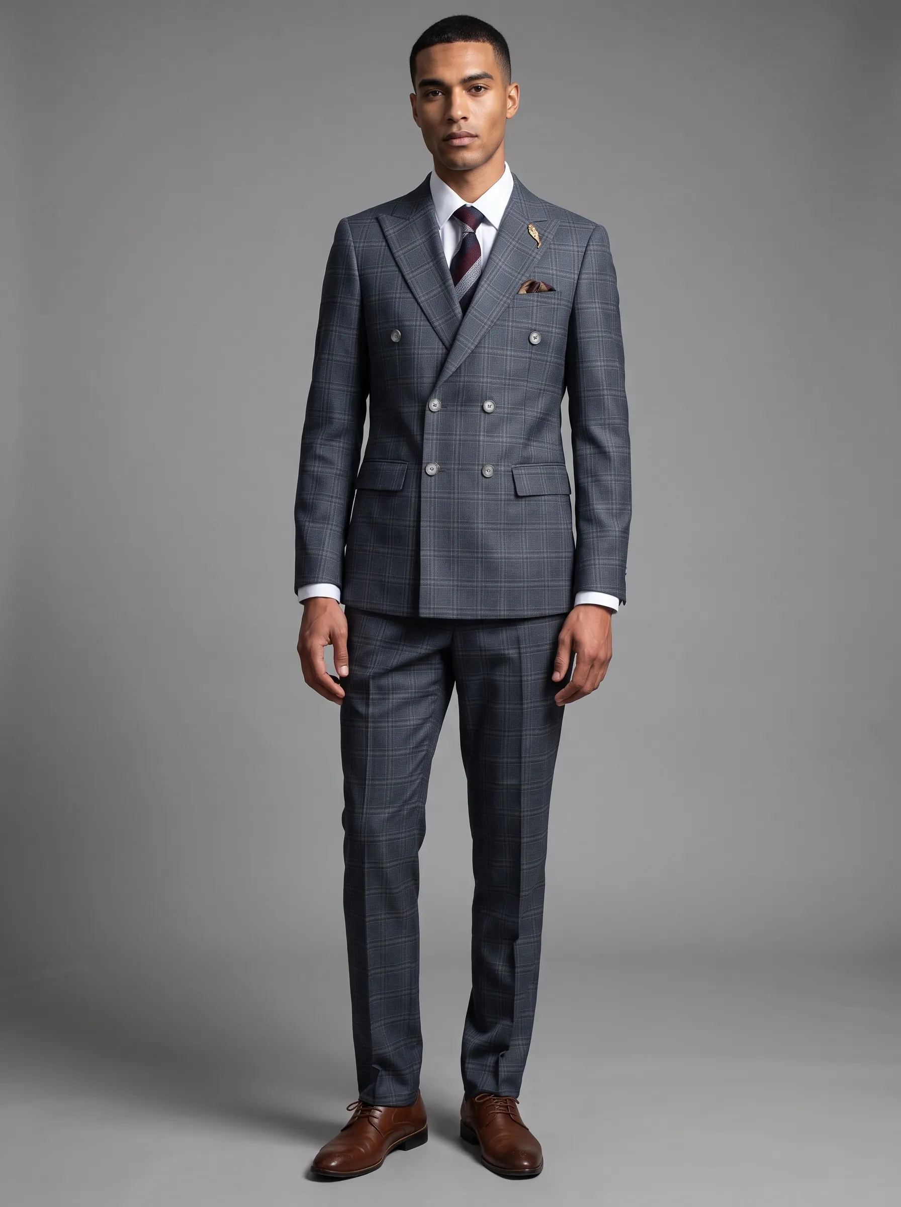 [Copy]Dapper Medium Grey Pinstripe 3-Piece Formal Suit | Men's Modern Slim Fit Notch Lapel Business Tuxedo