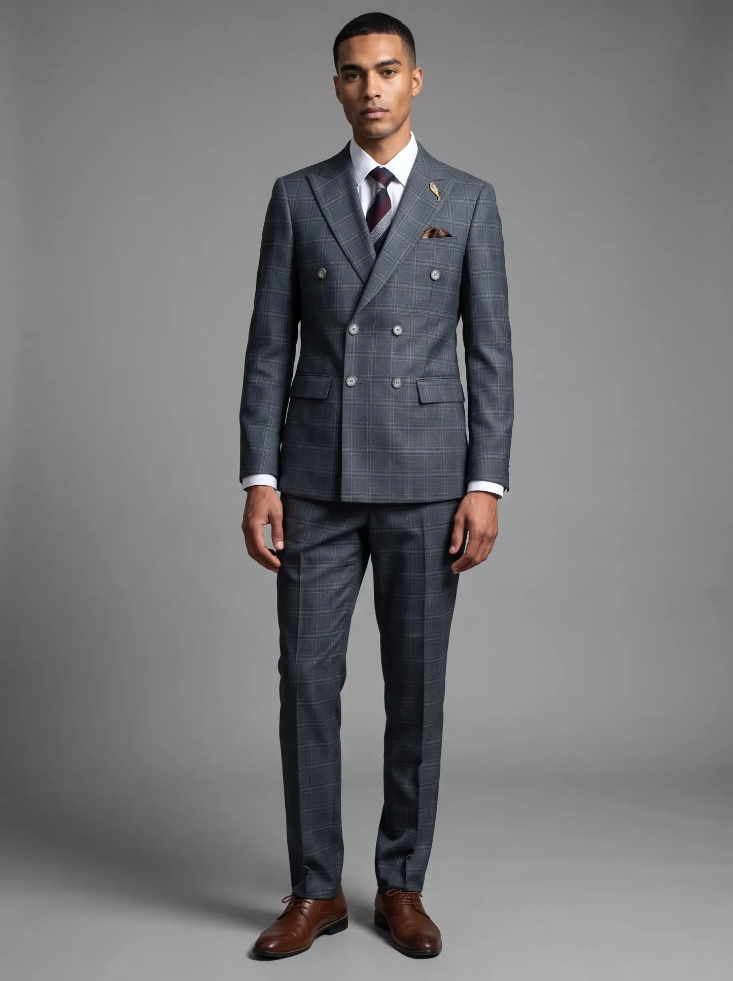 [Copy]Dapper Medium Grey Pinstripe 3-Piece Formal Suit | Men's Modern Slim Fit Notch Lapel Business Tuxedo