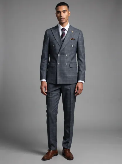 [Copy]Dapper Medium Grey Pinstripe 3-Piece Formal Suit | Men's Modern Slim Fit Notch Lapel Business Tuxedo