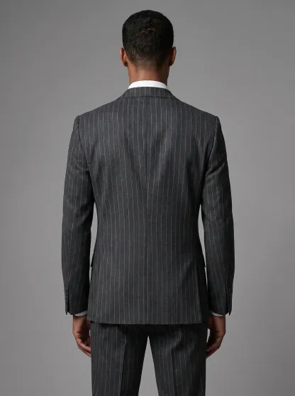 [Copy]Dapper Medium Grey Plaid Double-Breasted Suit | Men's Slim Fit Peak Lapel 2-Piece Formal Tuxedo
