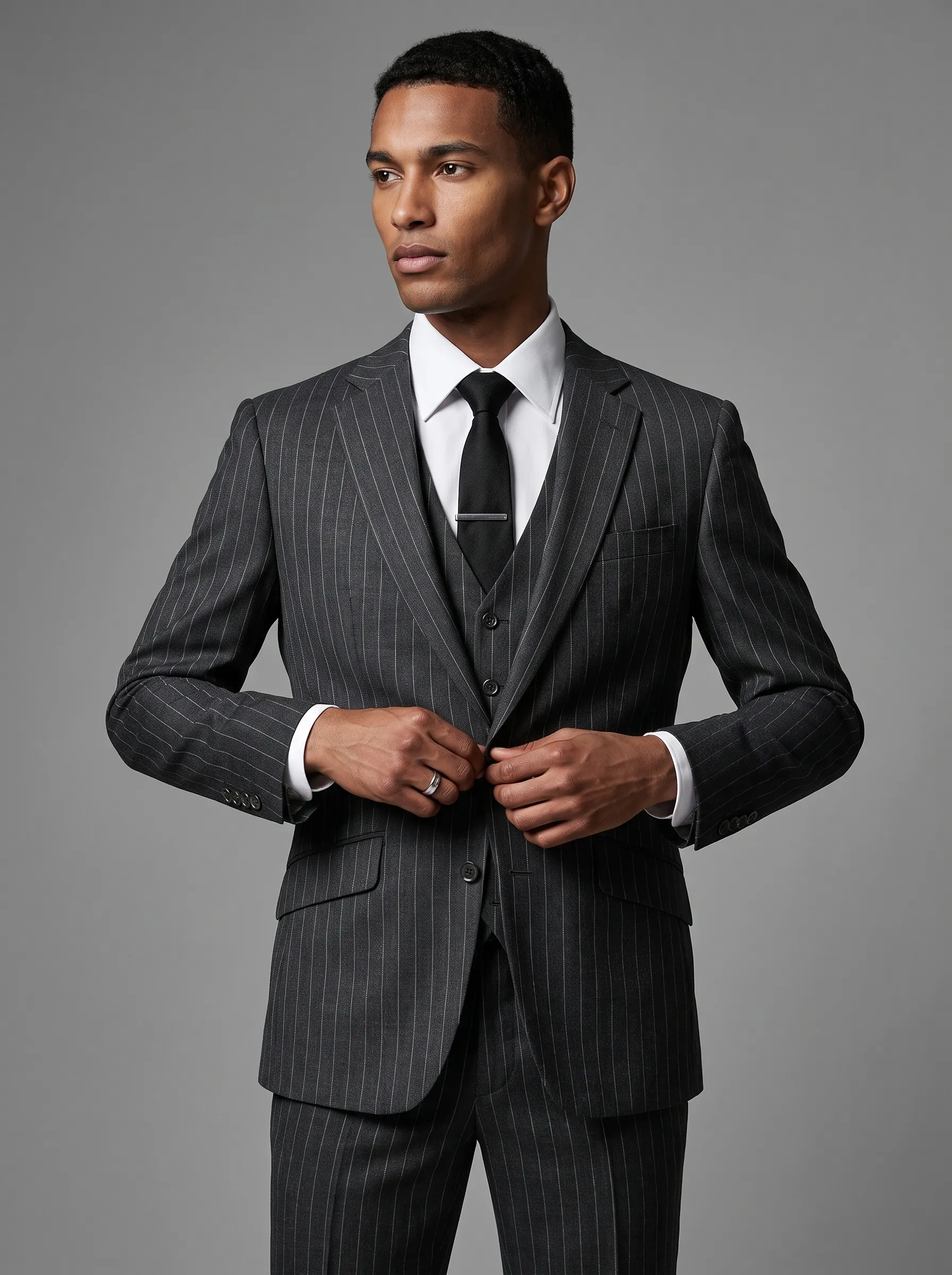 [Copy]Dapper Medium Grey Plaid Double-Breasted Suit | Men's Slim Fit Peak Lapel 2-Piece Formal Tuxedo