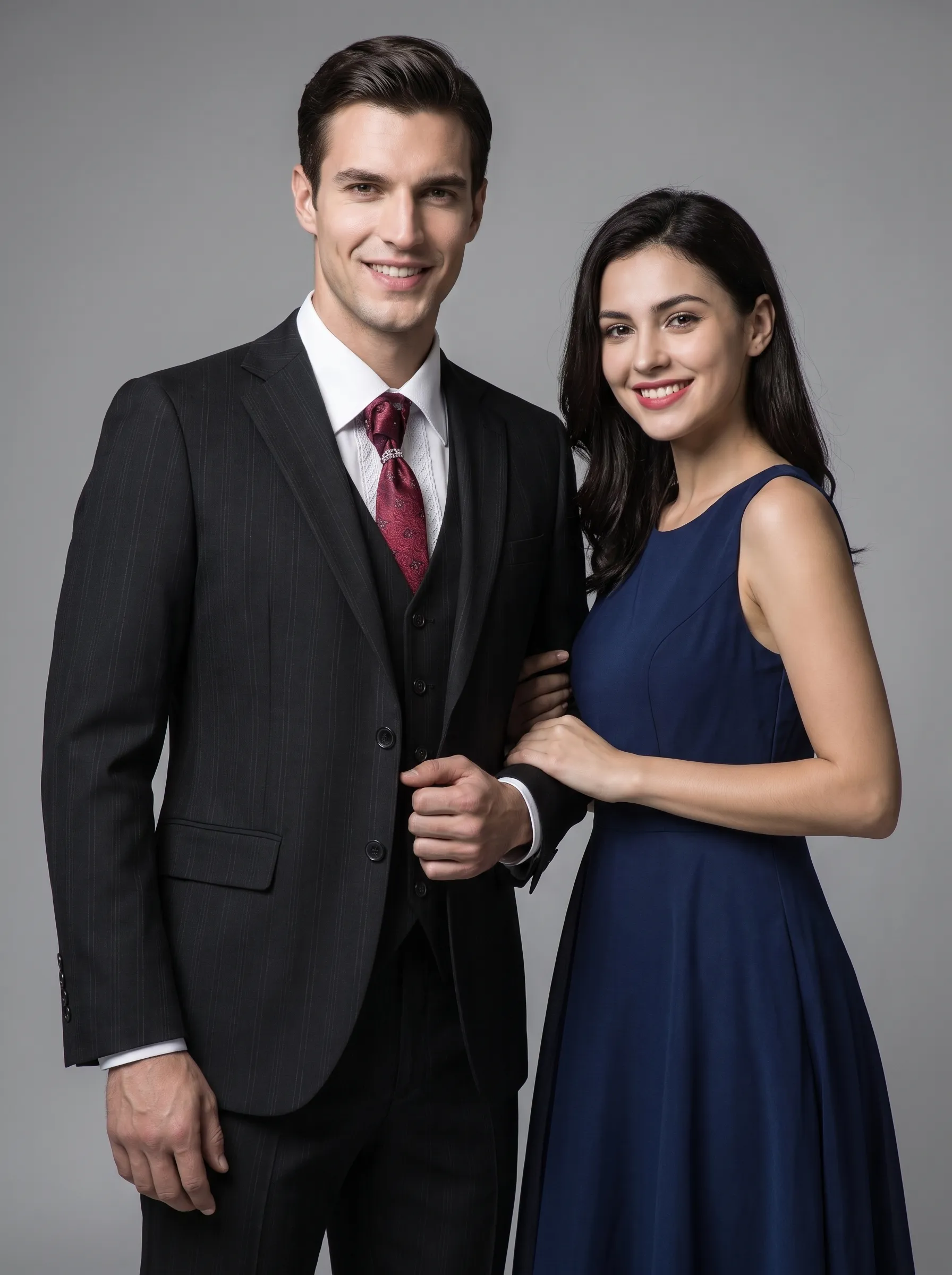 [Copy]Dapper Dark Charcoal Pinstripe 3-Piece Formal Suit | Men's Modern Slim Fit Notch Lapel Business Tuxedo