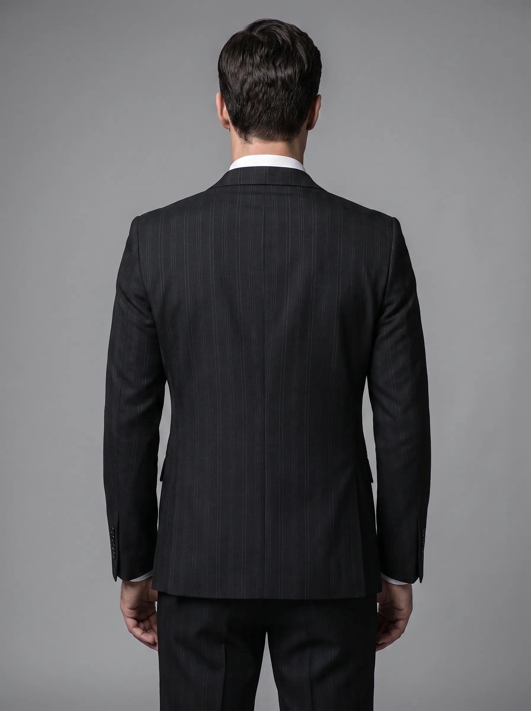 [Copy]Dapper Dark Charcoal Pinstripe 3-Piece Formal Suit | Men's Modern Slim Fit Notch Lapel Business Tuxedo