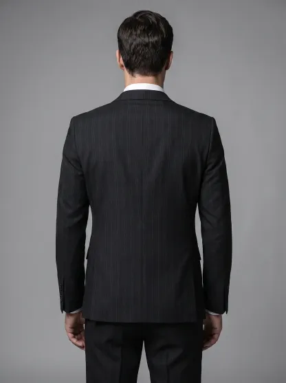[Copy]Dapper Dark Charcoal Pinstripe 3-Piece Formal Suit | Men's Modern Slim Fit Notch Lapel Business Tuxedo