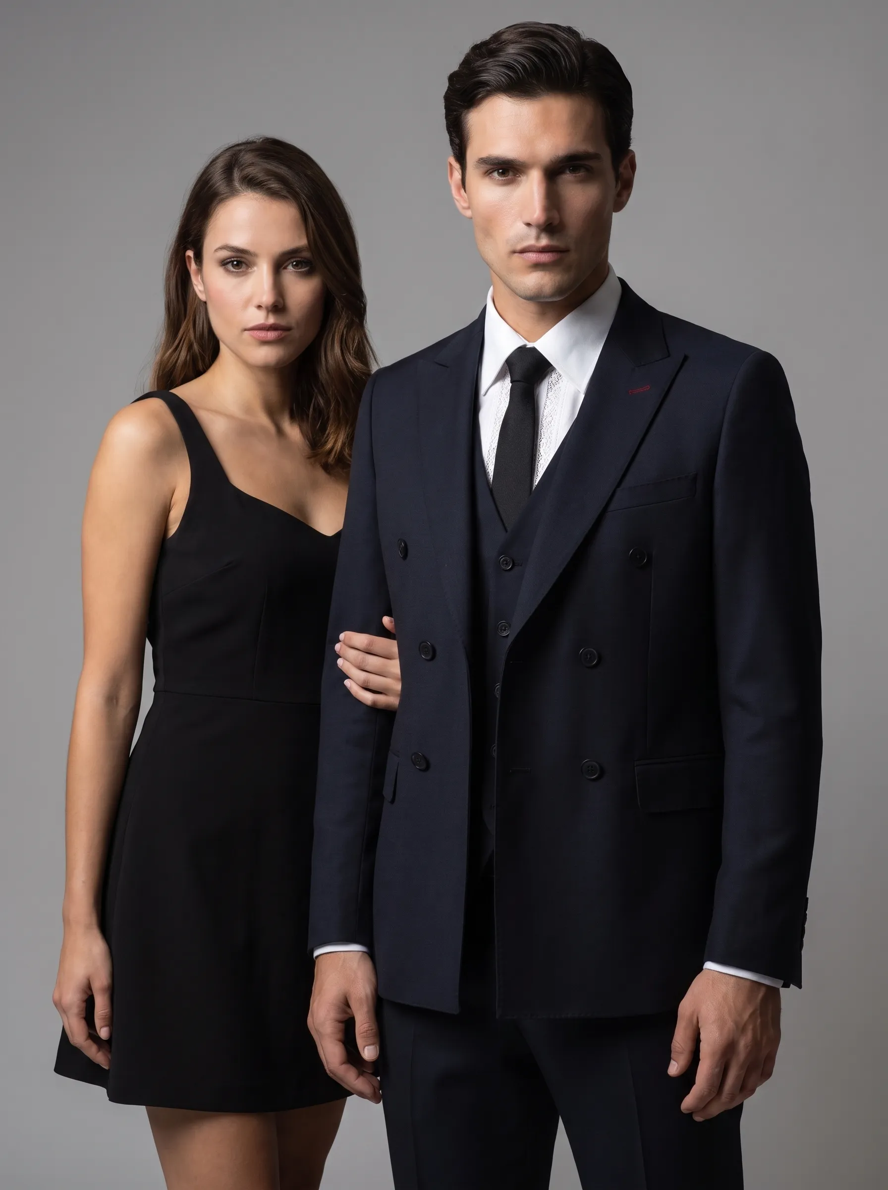 [Copy]Classic Jet Black Subtle Pinstripe 3-Piece Formal Suit | Men's Modern Slim Fit Notch Lapel Business Tuxedo