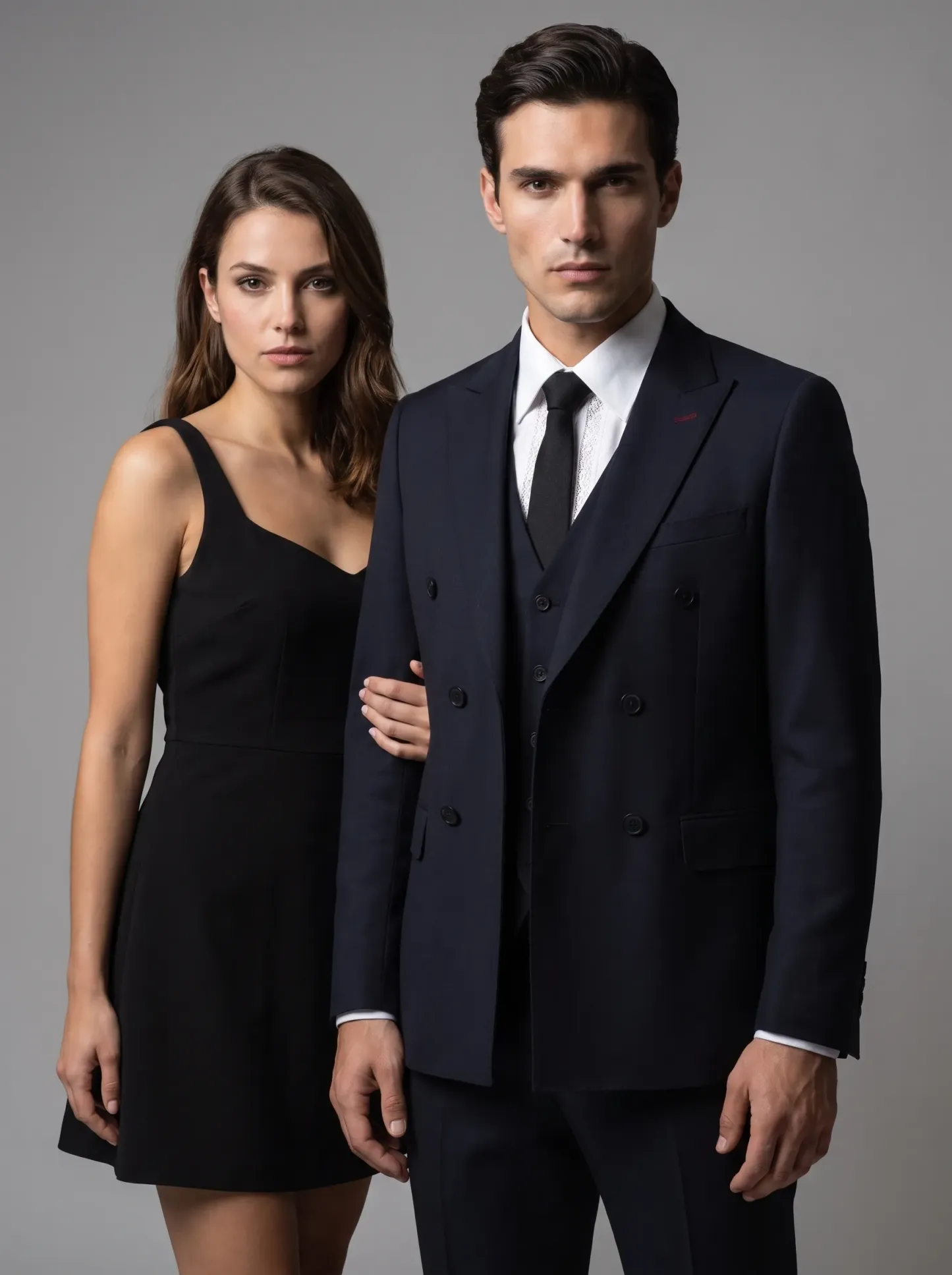 [Copy]Classic Jet Black Subtle Pinstripe 3-Piece Formal Suit | Men's Modern Slim Fit Notch Lapel Business Tuxedo