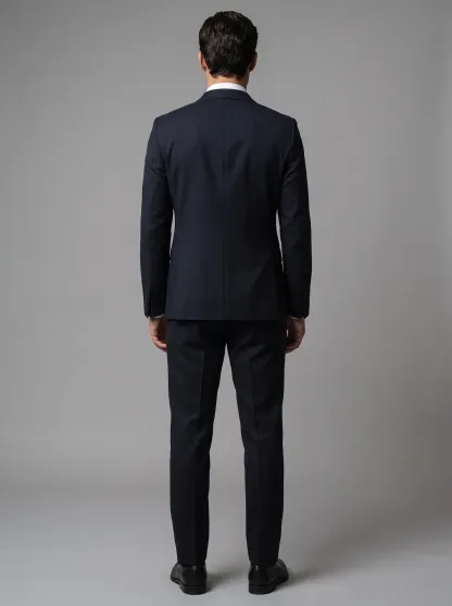 [Copy]Classic Jet Black Subtle Pinstripe 3-Piece Formal Suit | Men's Modern Slim Fit Notch Lapel Business Tuxedo