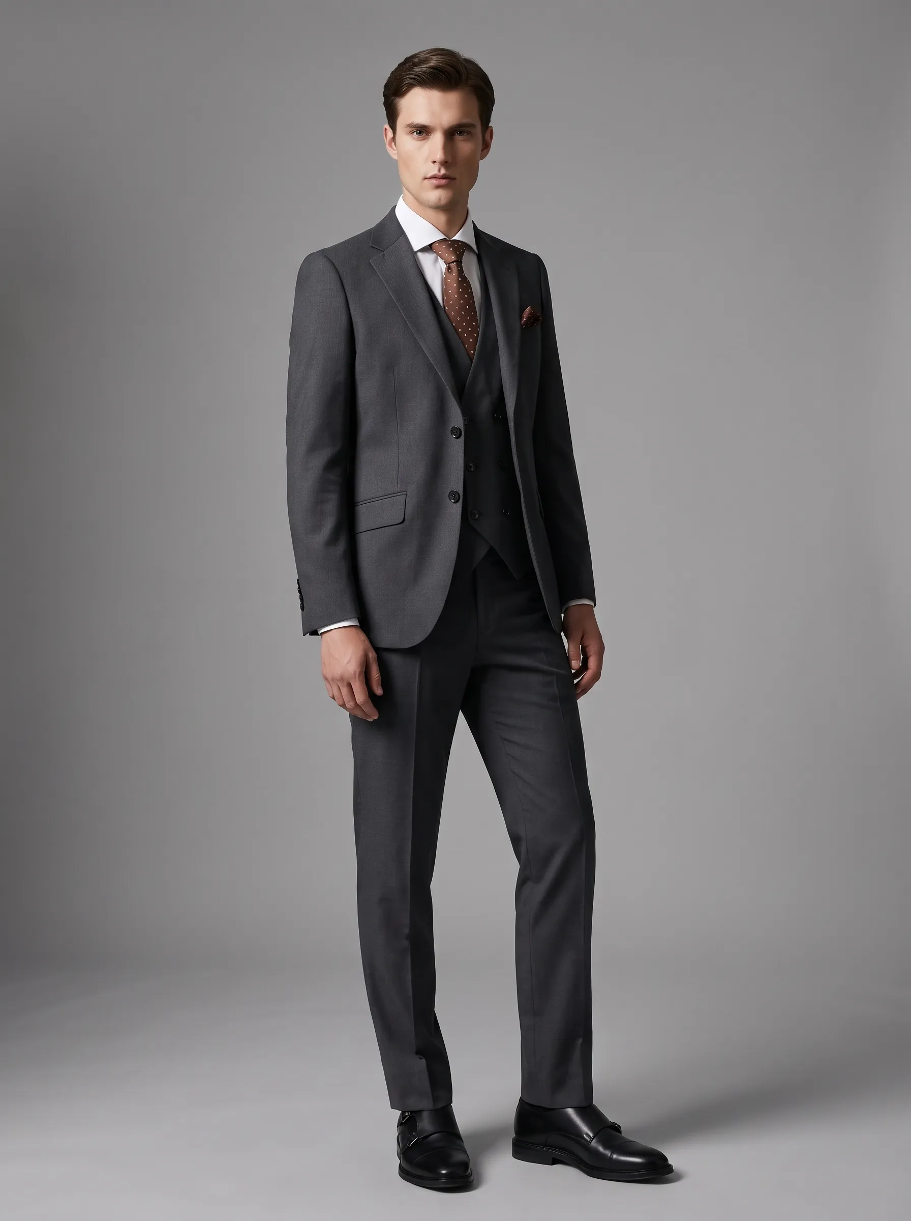 [Copy]Classic Jet Black Double-Breasted Suit | Men's Modern Slim Fit Peak Lapel 2-Piece Formal Tuxedo