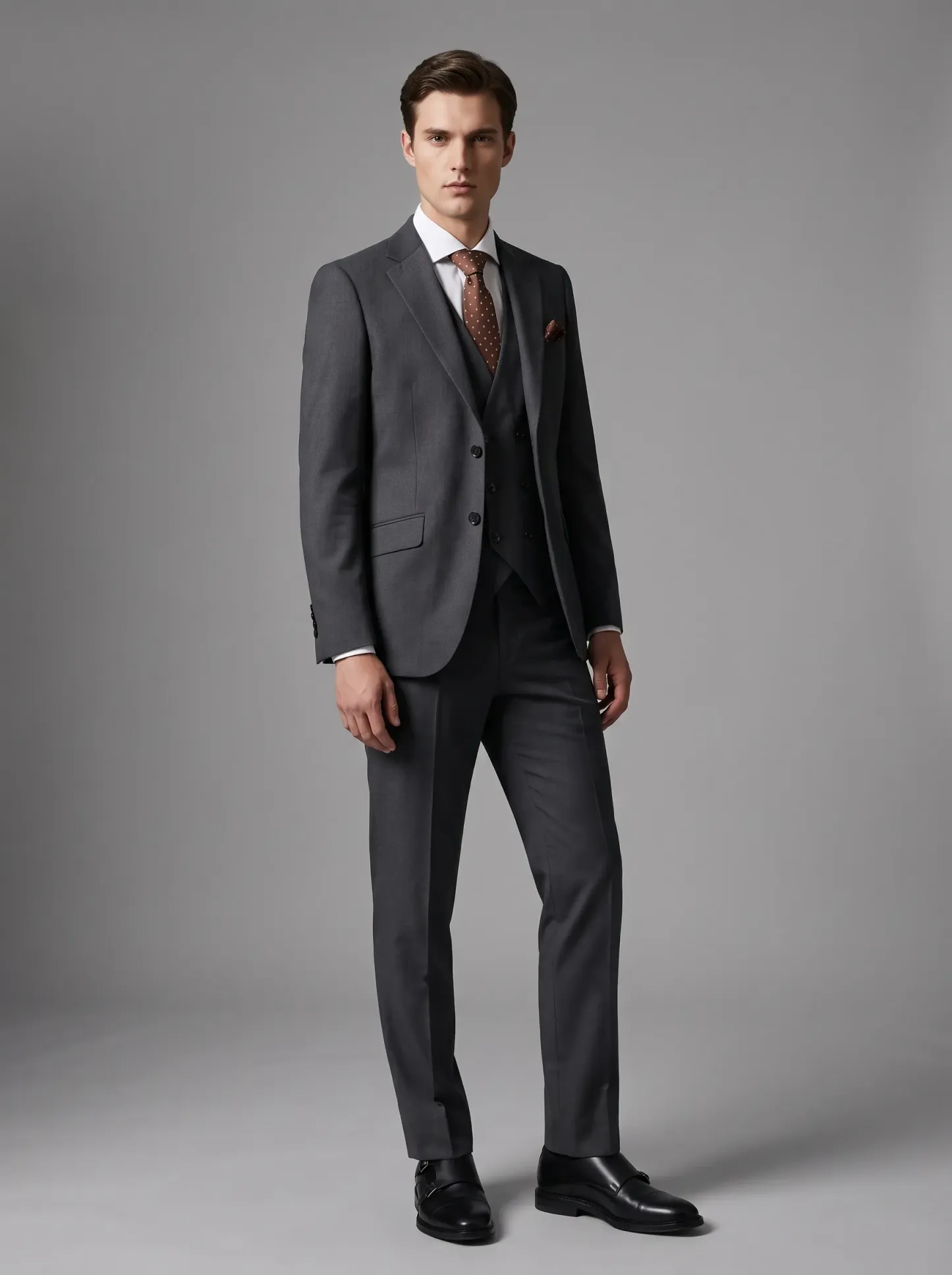 [Copy]Classic Jet Black Double-Breasted Suit | Men's Modern Slim Fit Peak Lapel 2-Piece Formal Tuxedo